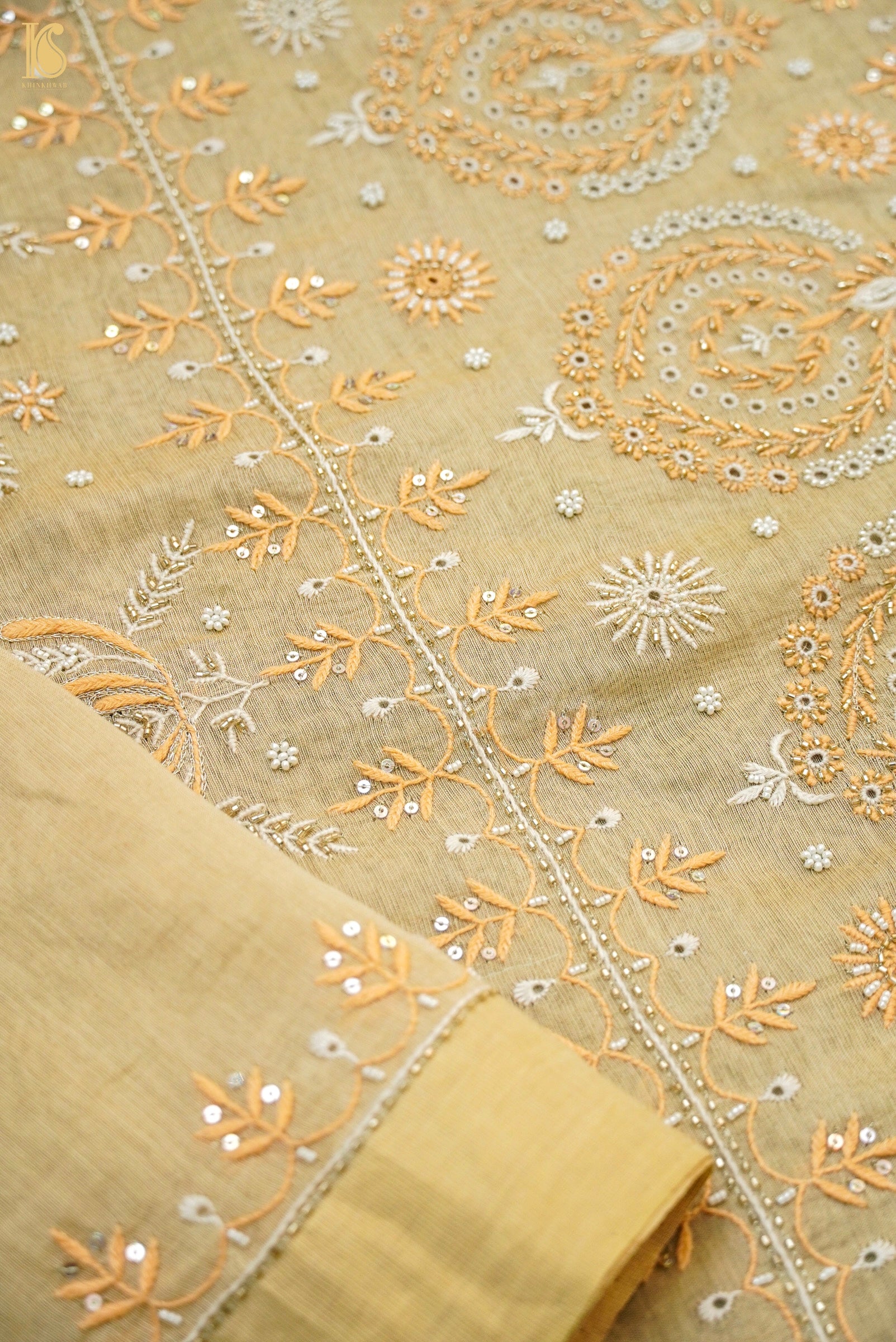 Chikankari Pure Tissue Chanderi Saree