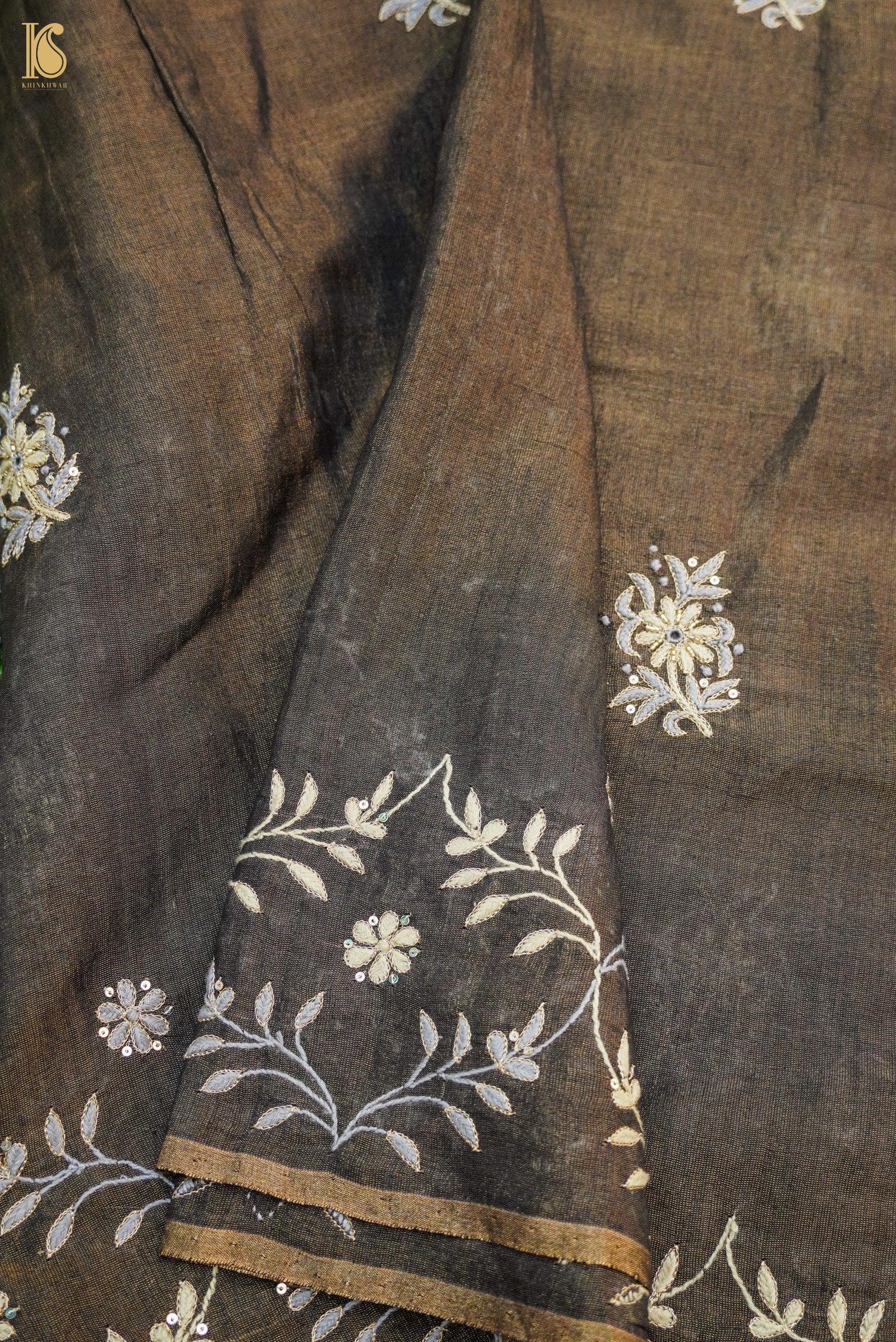 Chikankari Pure Tissue Chanderi Saree