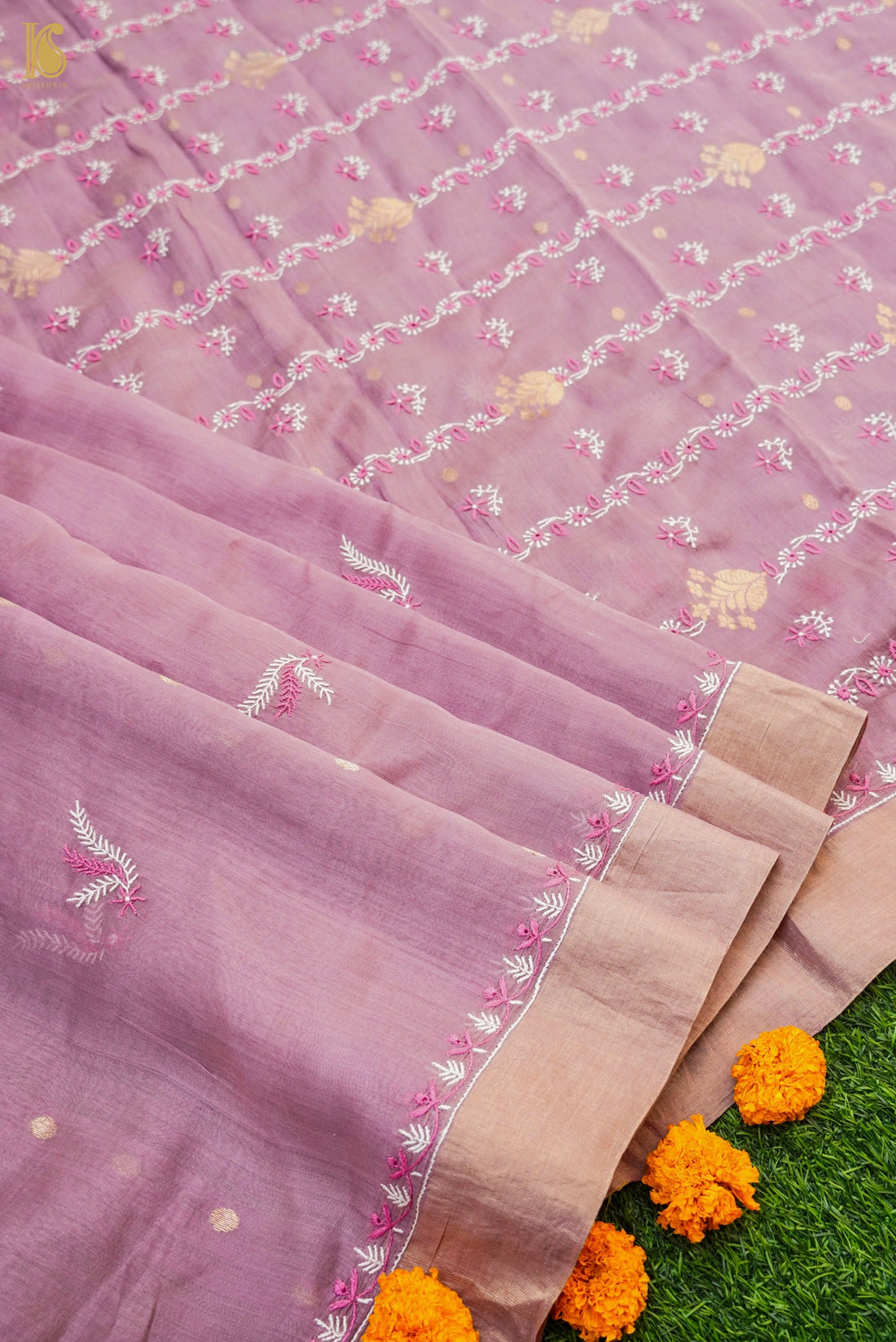 Chikankari Pure Chanderi Saree