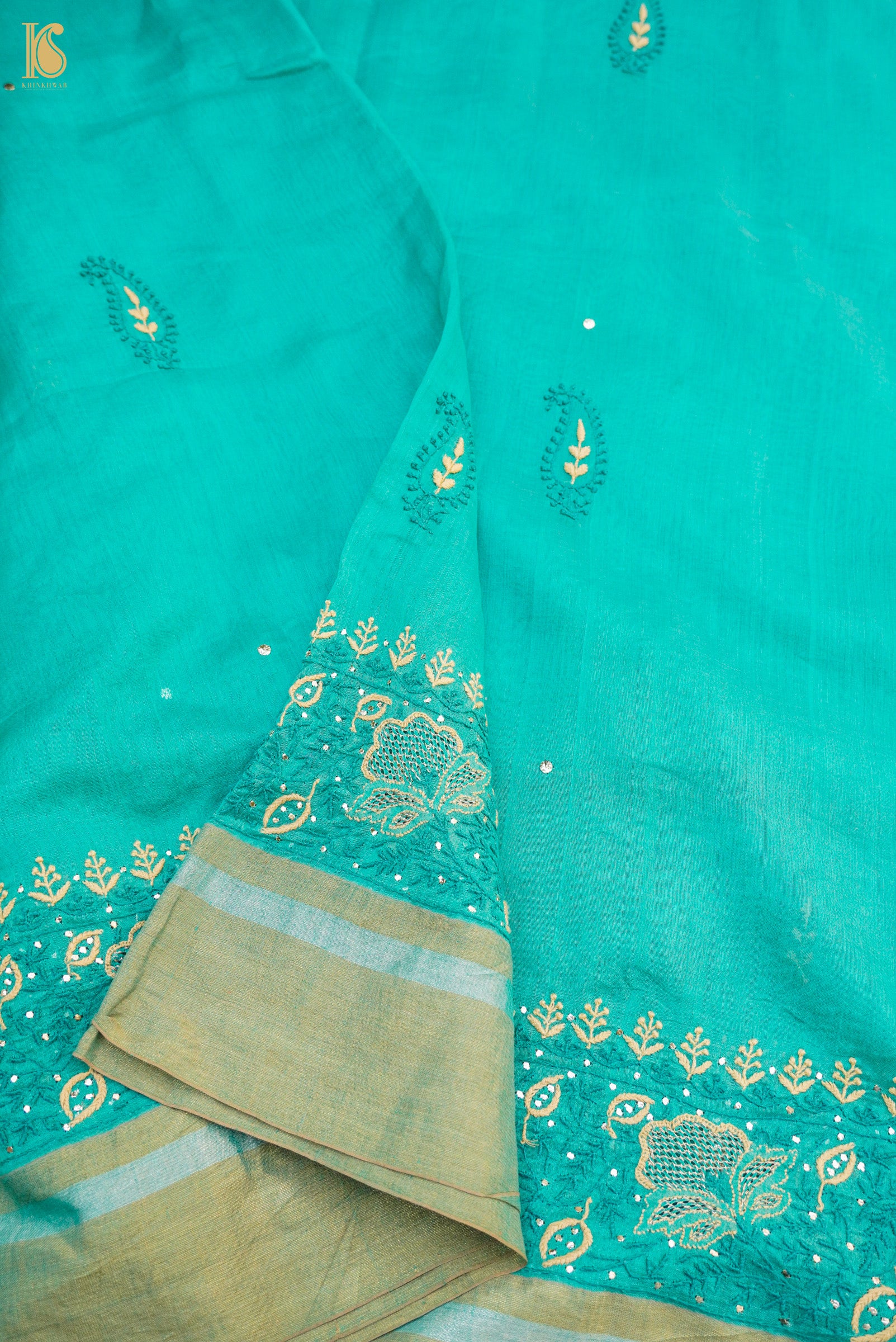 Chikankari Pure Tissue Chanderi Saree