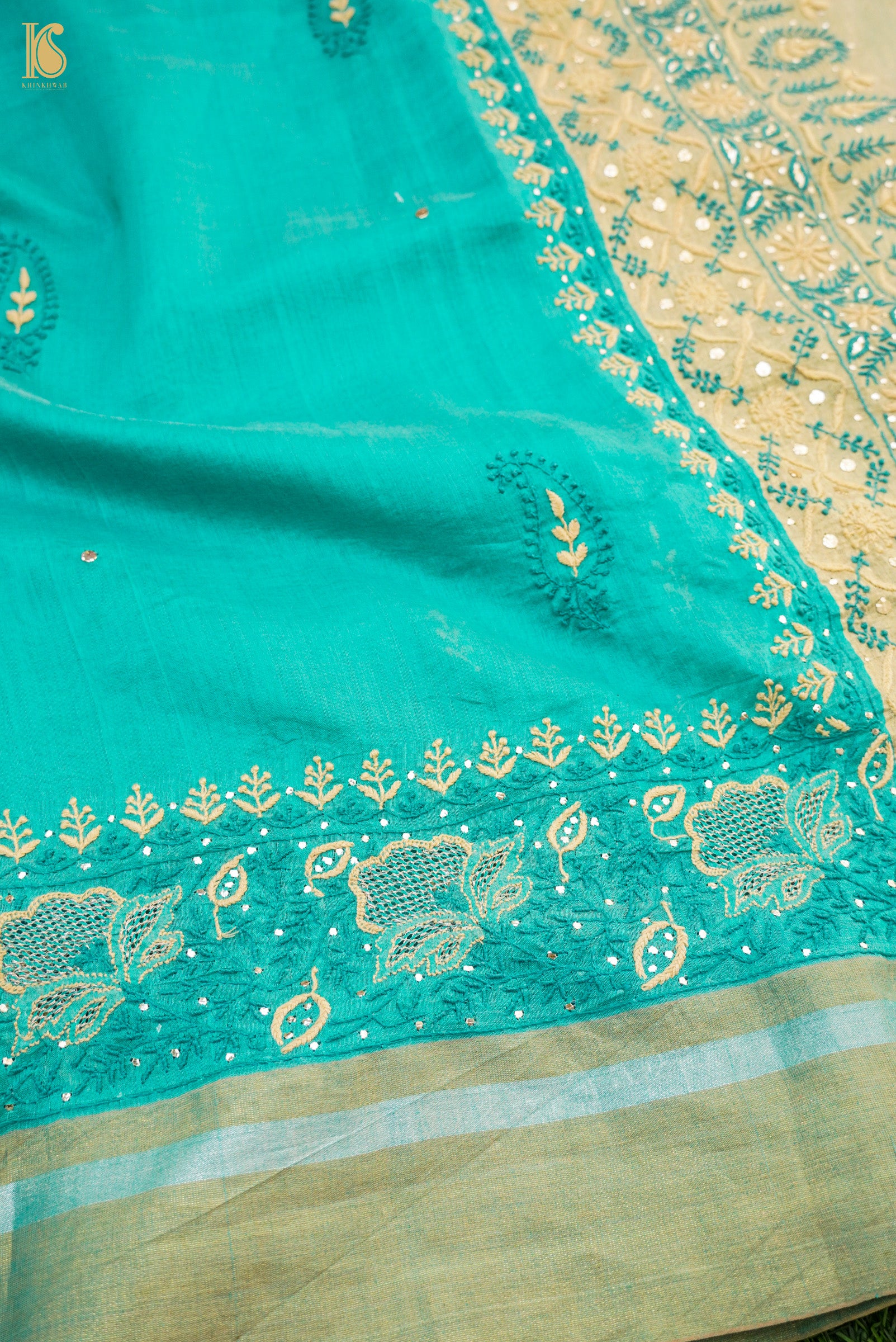 Chikankari Pure Tissue Chanderi Saree