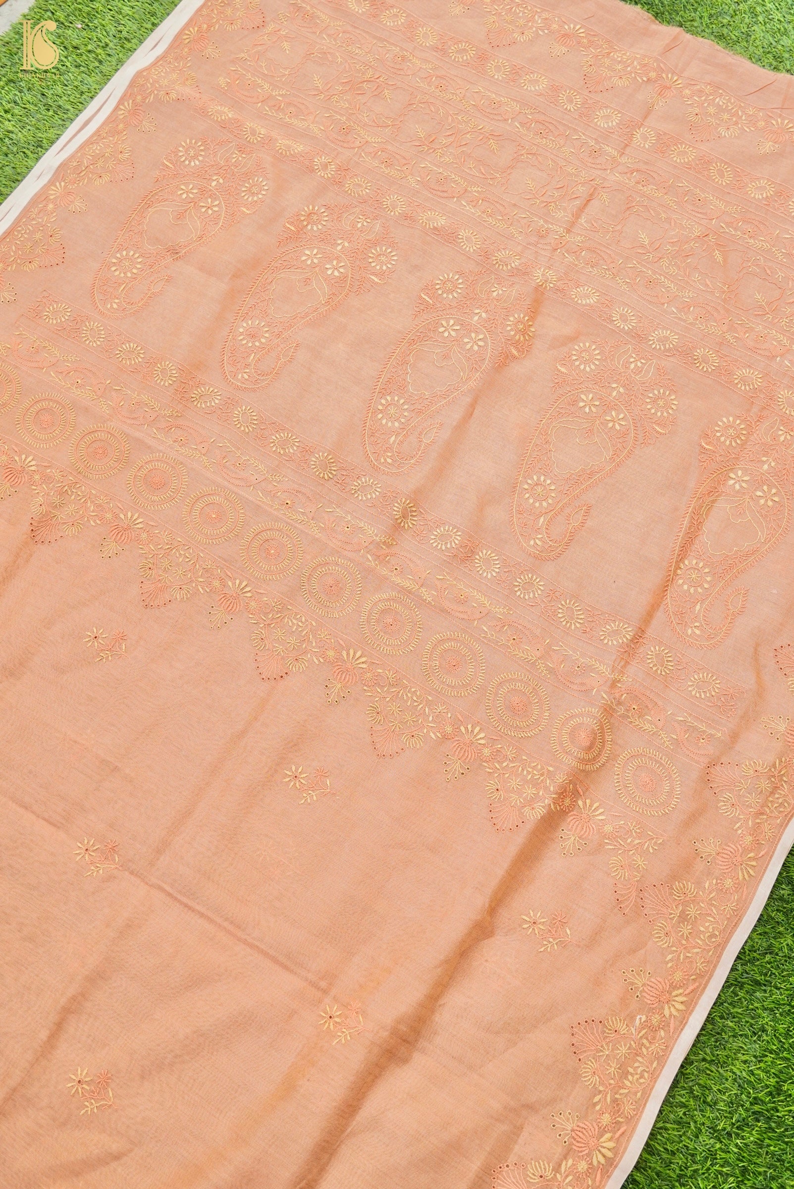 Chikankari Pure Tissue Chanderi Saree