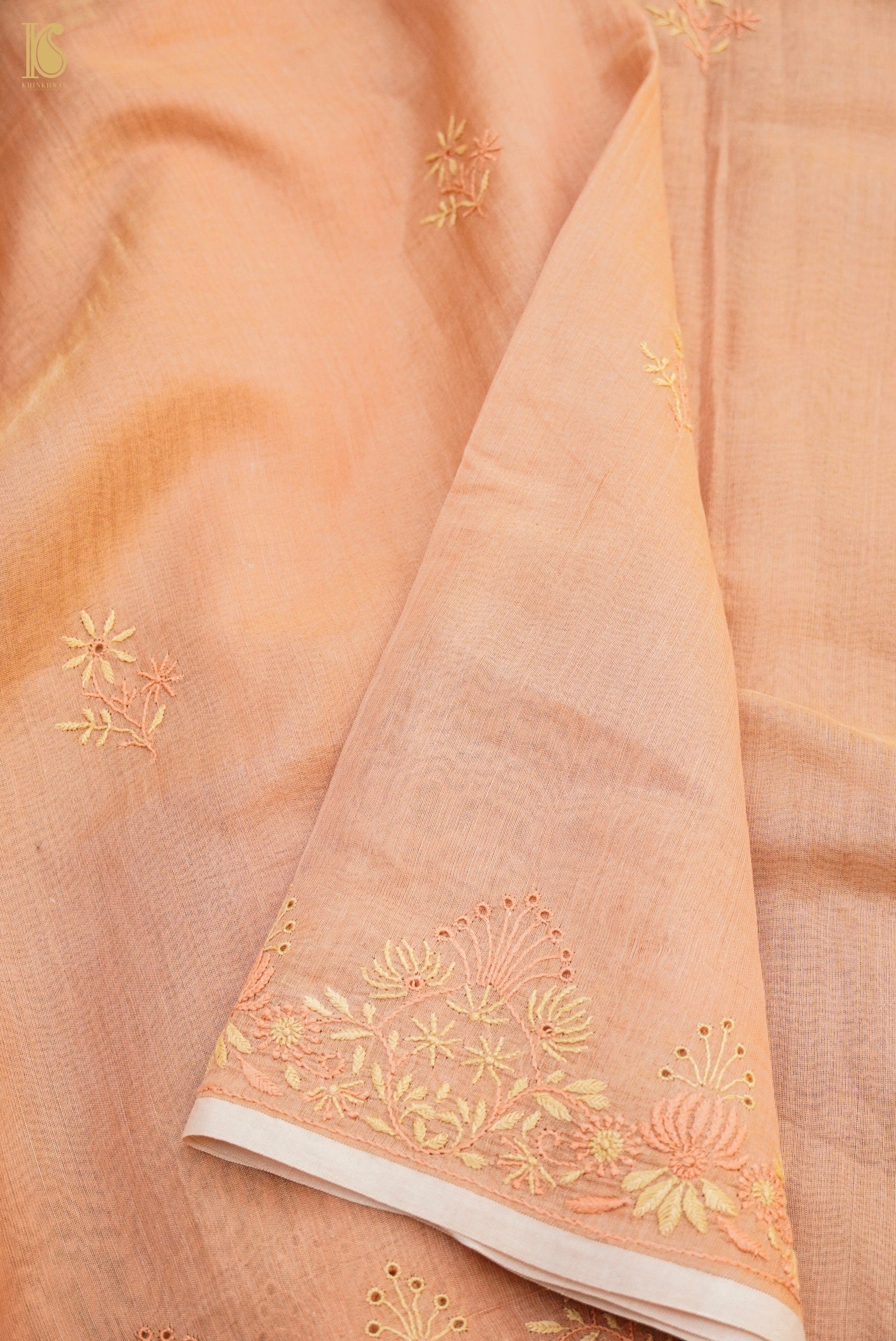 Chikankari Pure Tissue Chanderi Saree