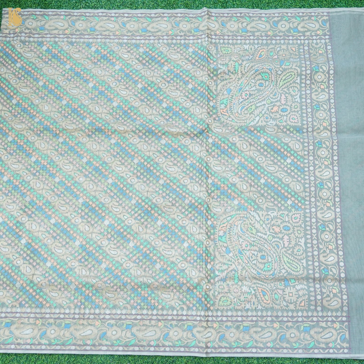 Handloom Banarasi Real Siver Zari Cotton Saree