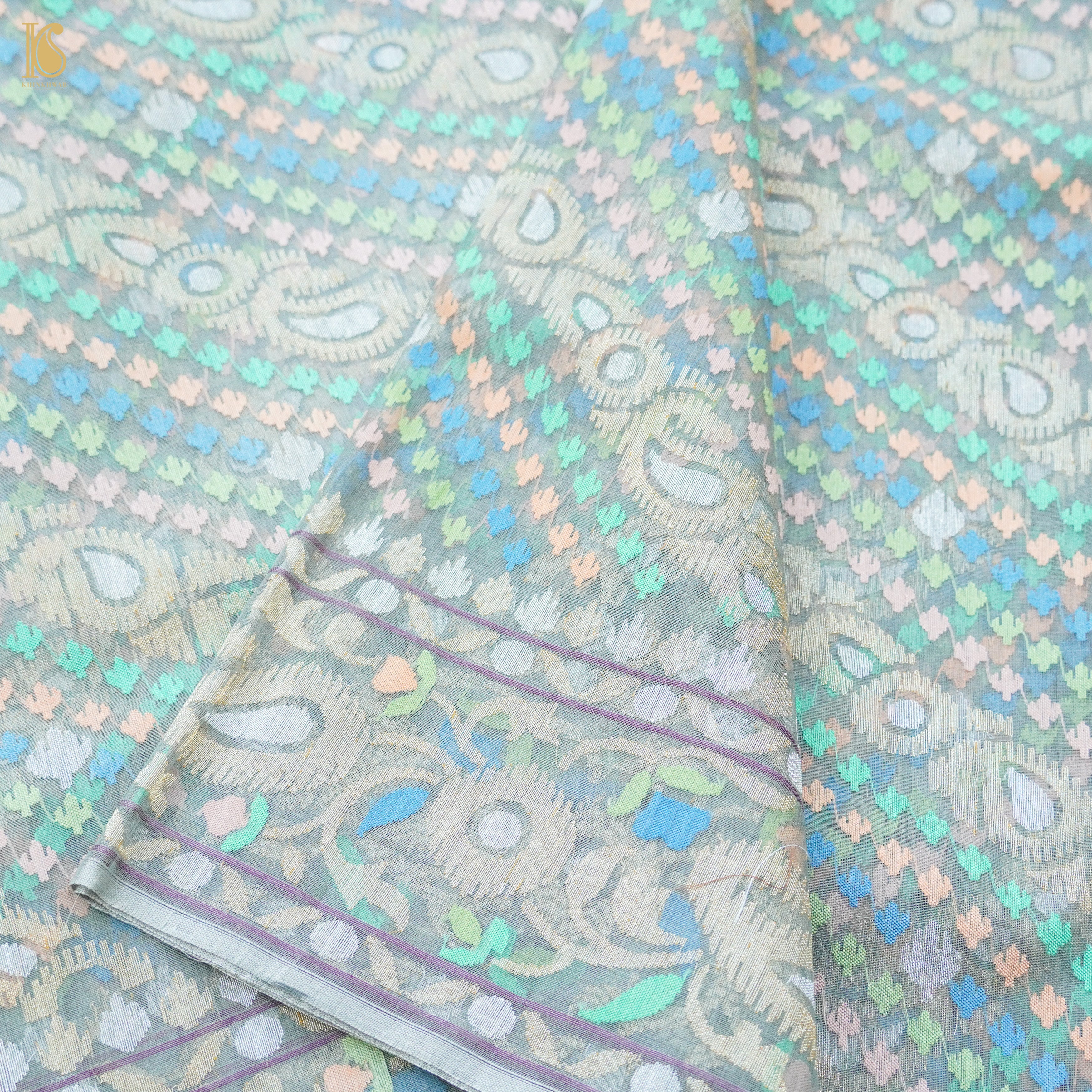 Handloom Banarasi Real Siver Zari Cotton Saree