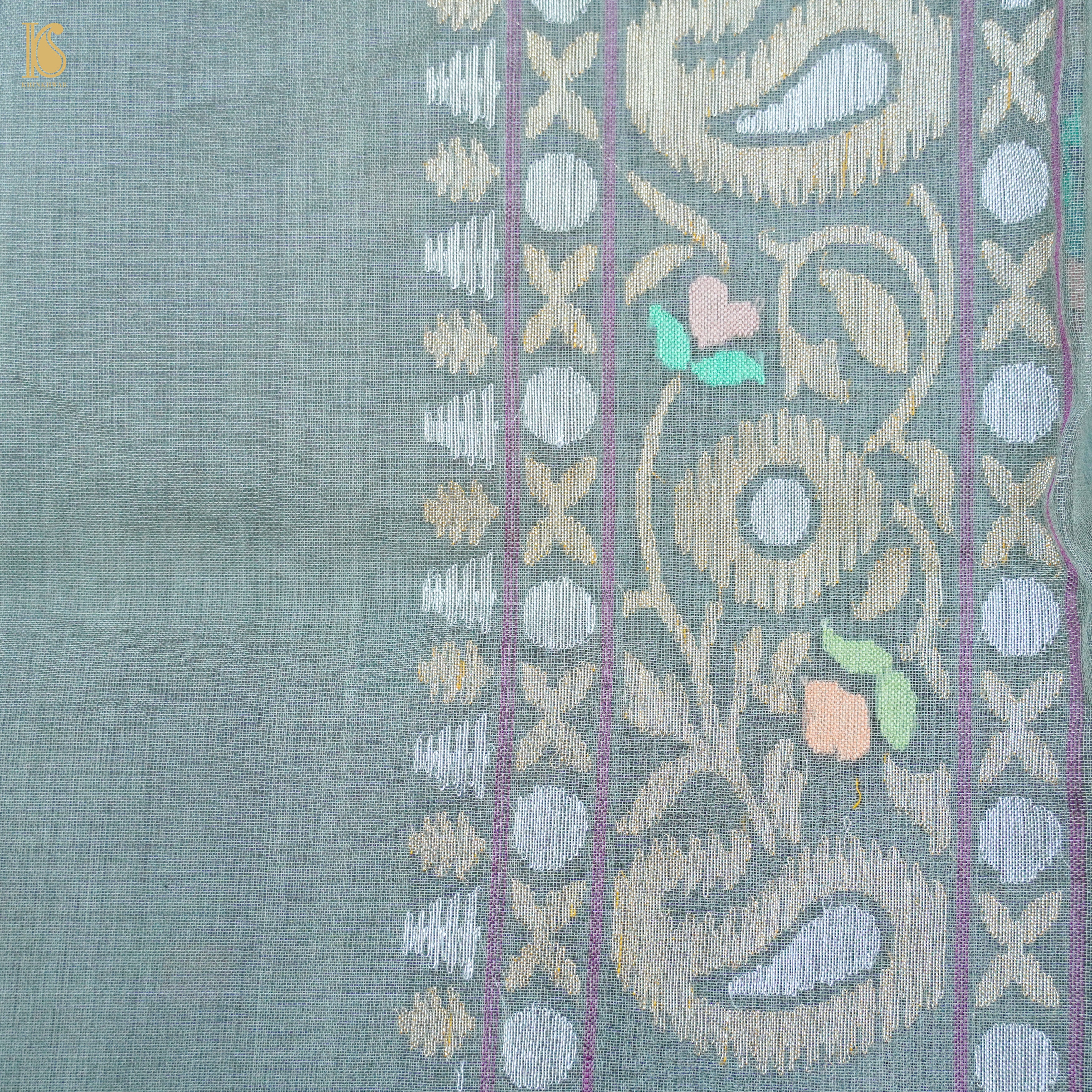 Handloom Banarasi Real Siver Zari Cotton Saree