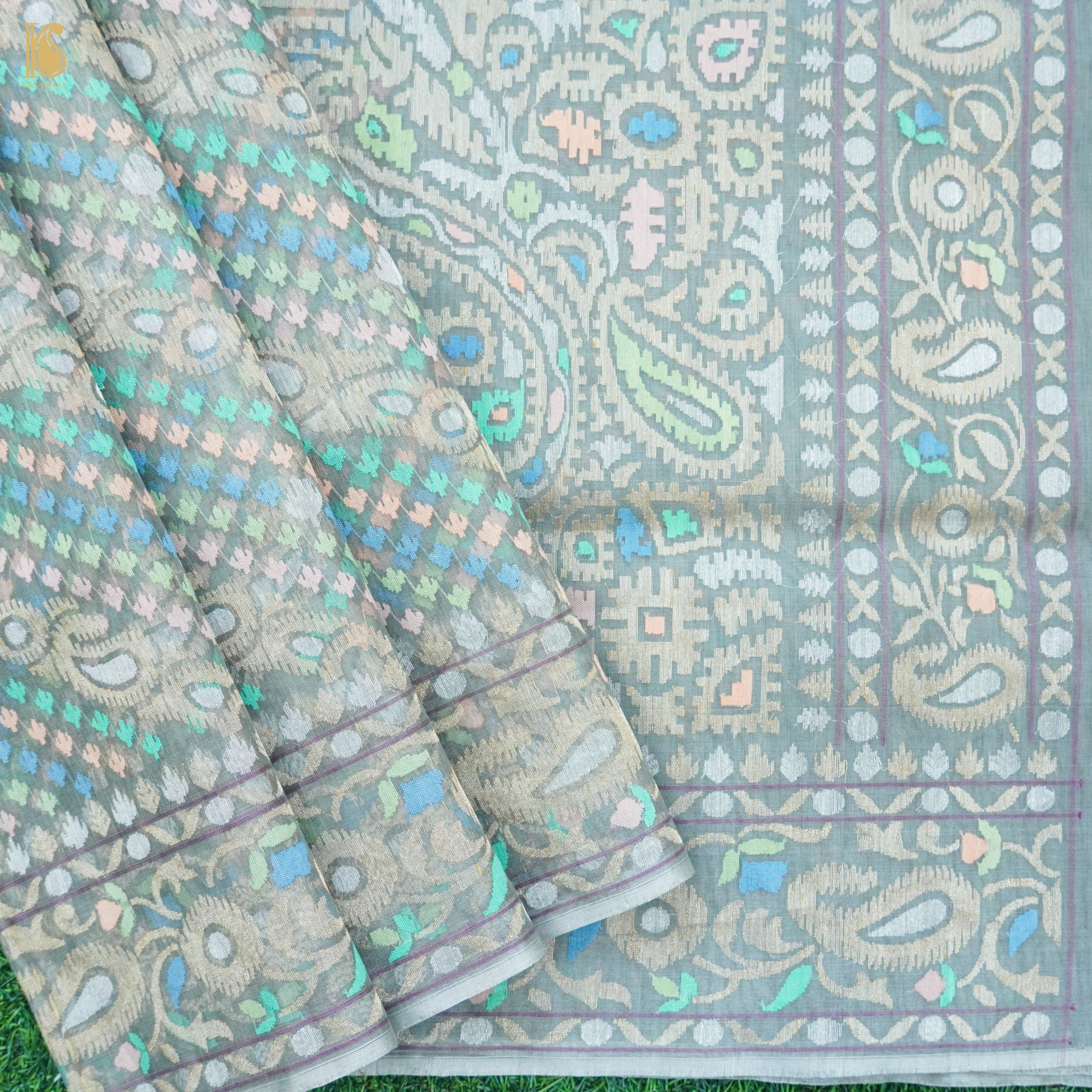 Handloom Banarasi Real Siver Zari Cotton Saree