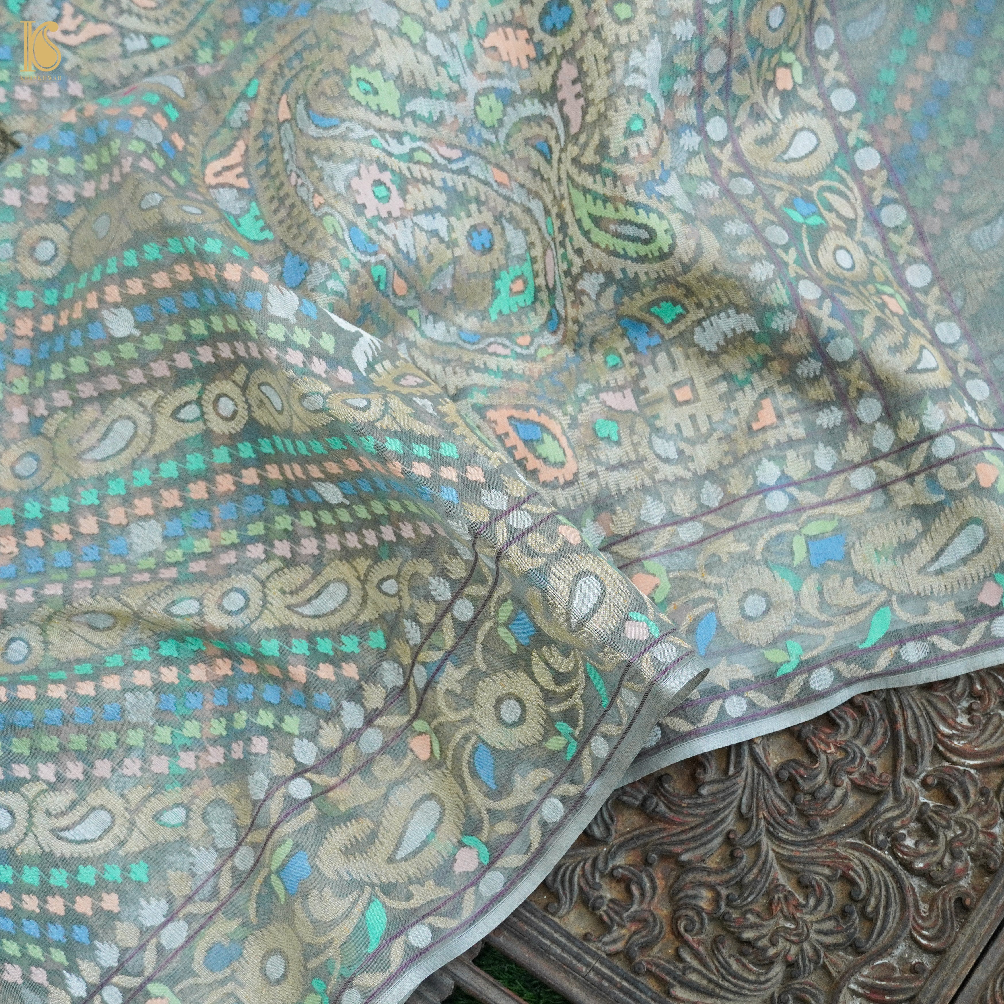 Handloom Banarasi Real Siver Zari Cotton Saree