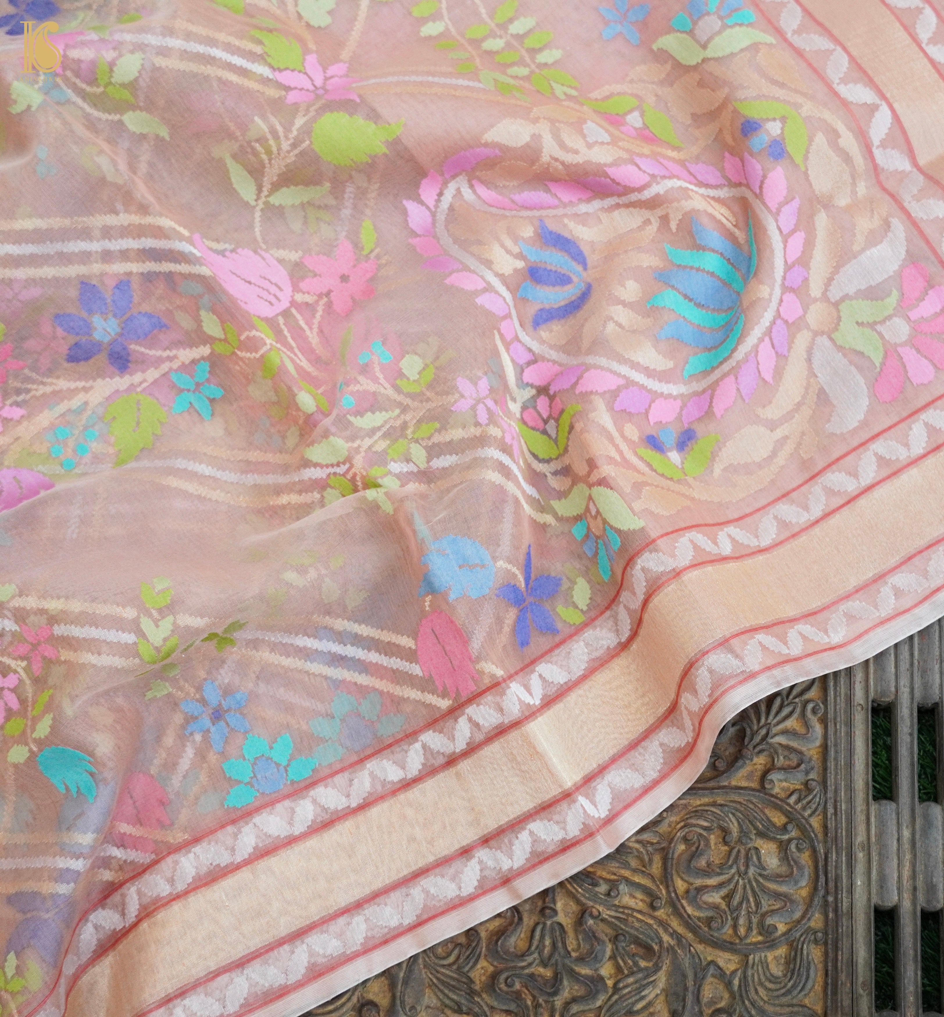 Handloom Banarasi Real Silver Zari Cotton Saree