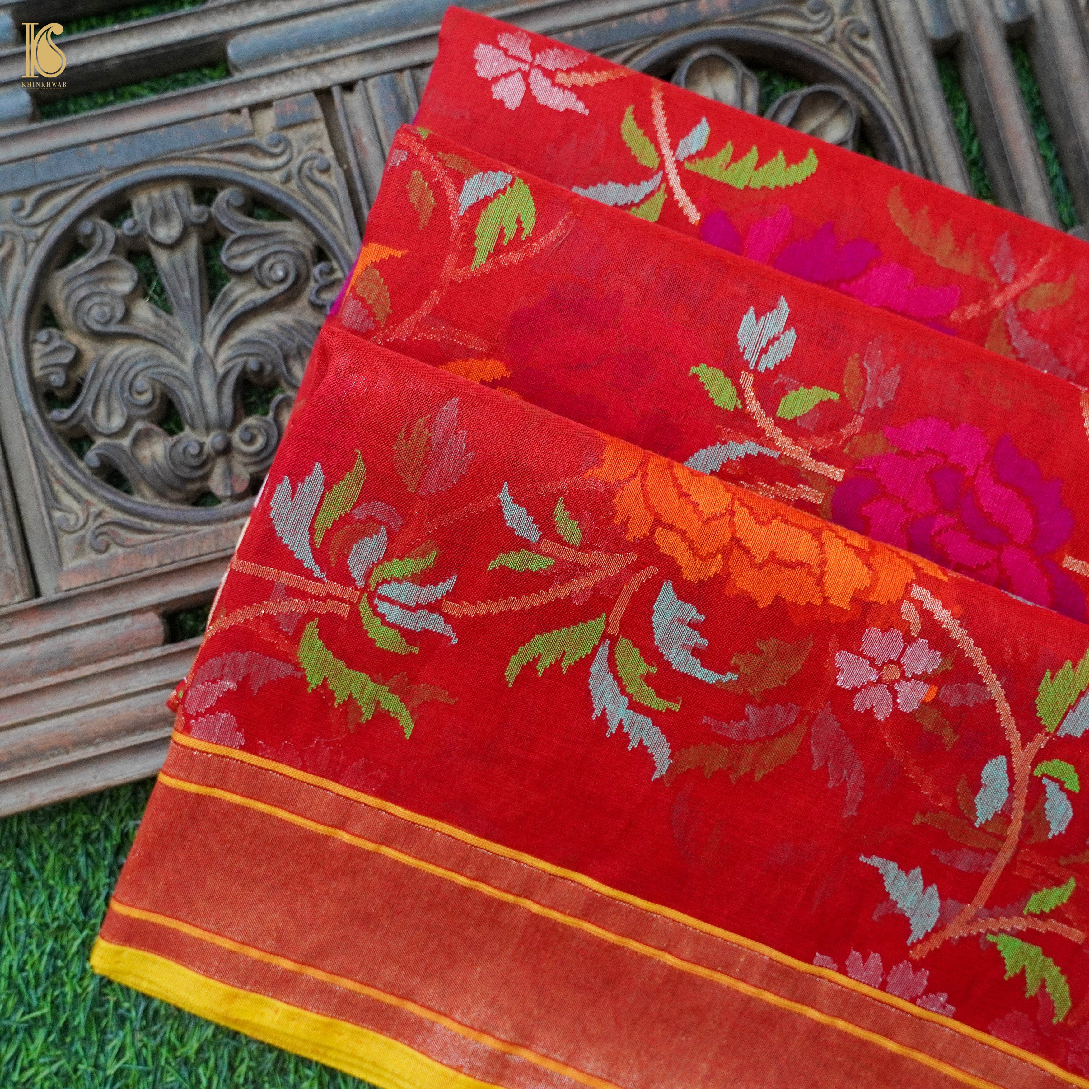 Handloom Banarasi Real Silver Zari Rakhatmbari Cotton Saree