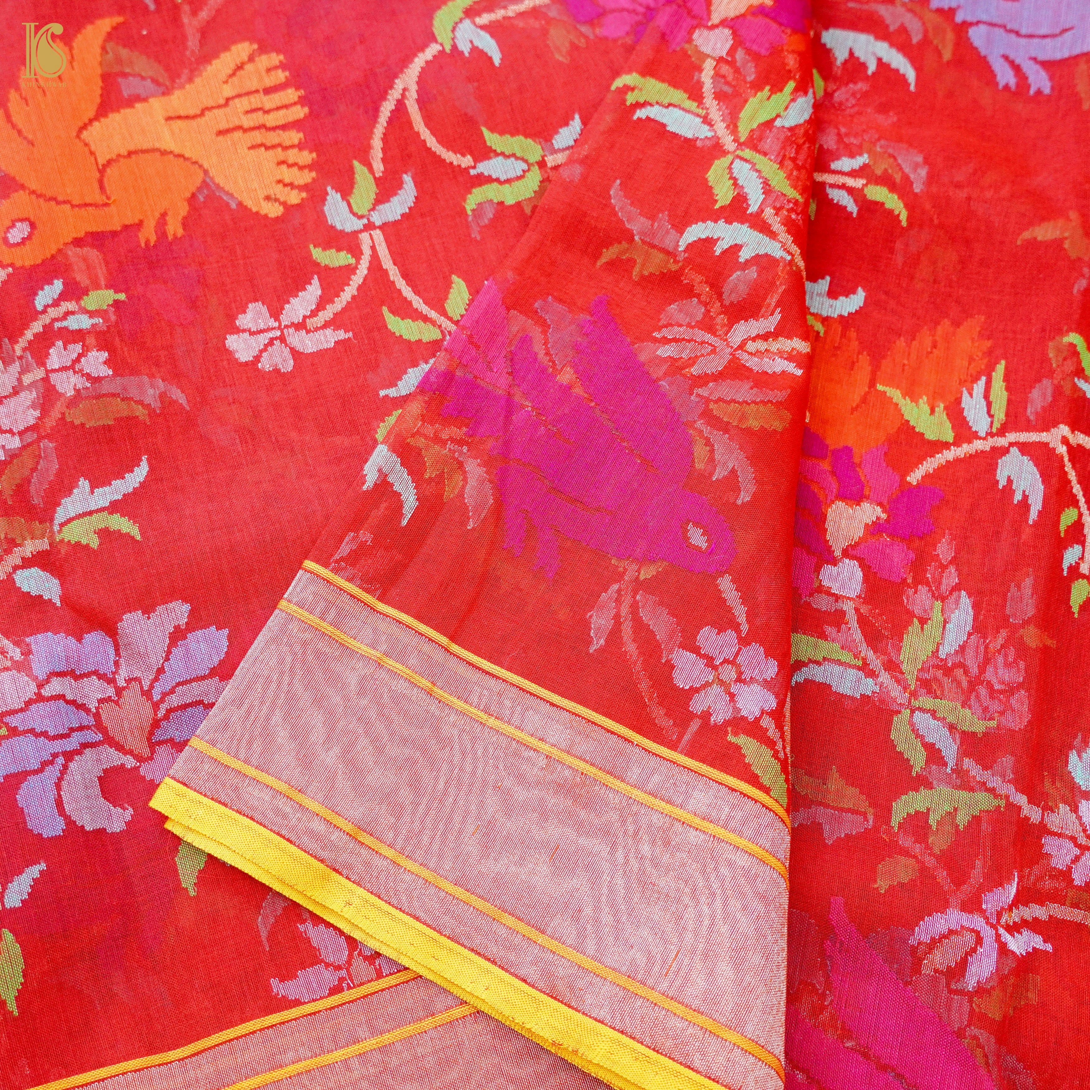 Handloom Banarasi Real Silver Zari Rakhatmbari Cotton Saree
