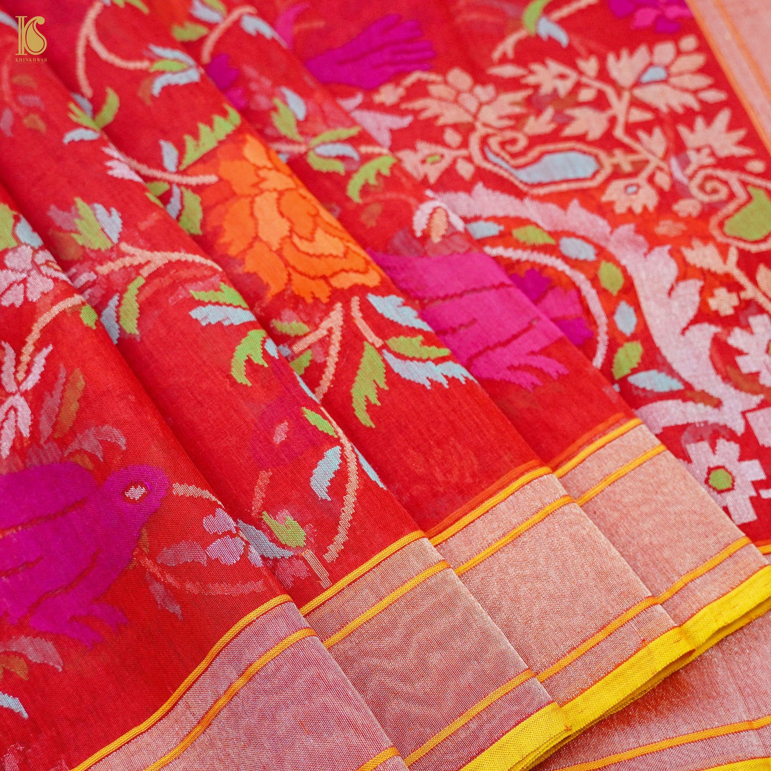 Handloom Banarasi Real Silver Zari Rakhatmbari Cotton Saree