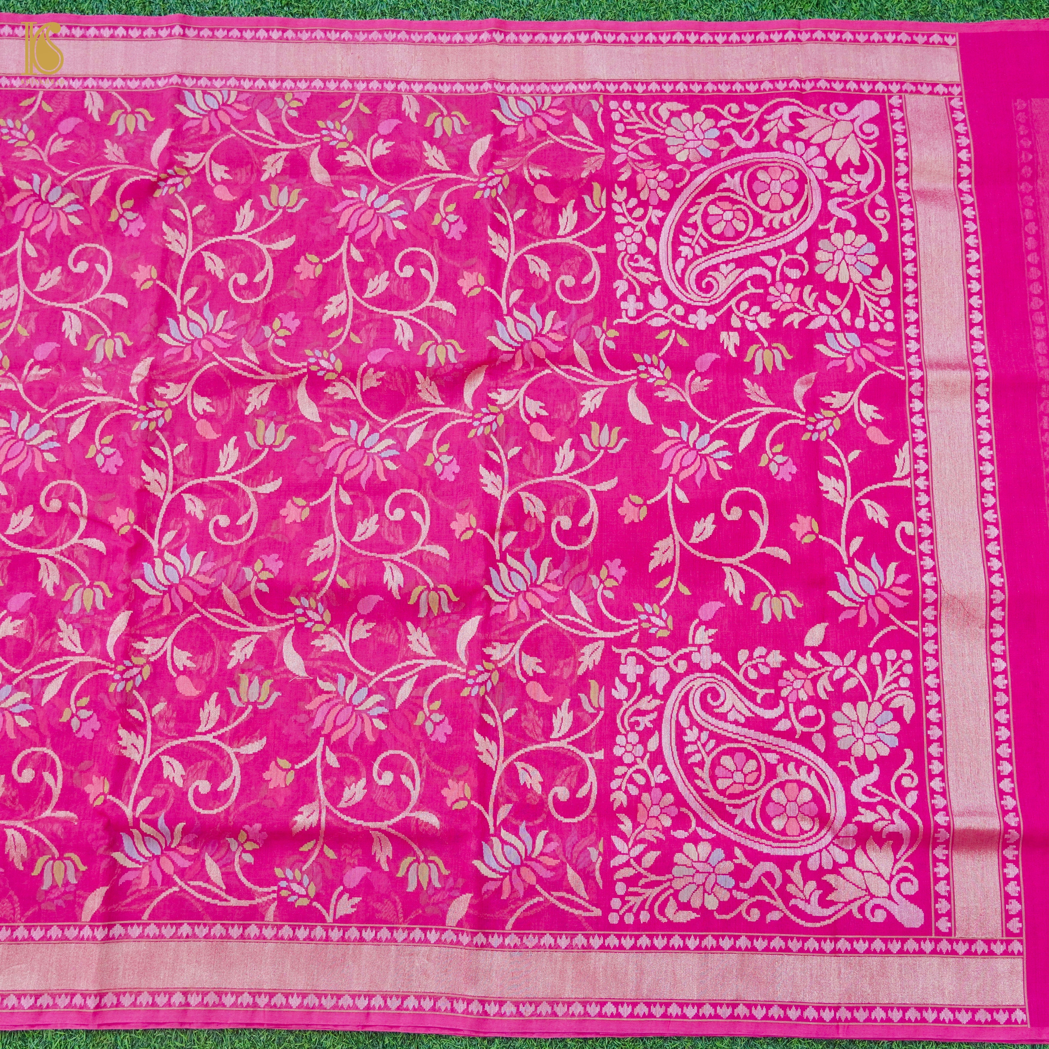 Handloom Banarasi Real Silver Zari Cotton Saree