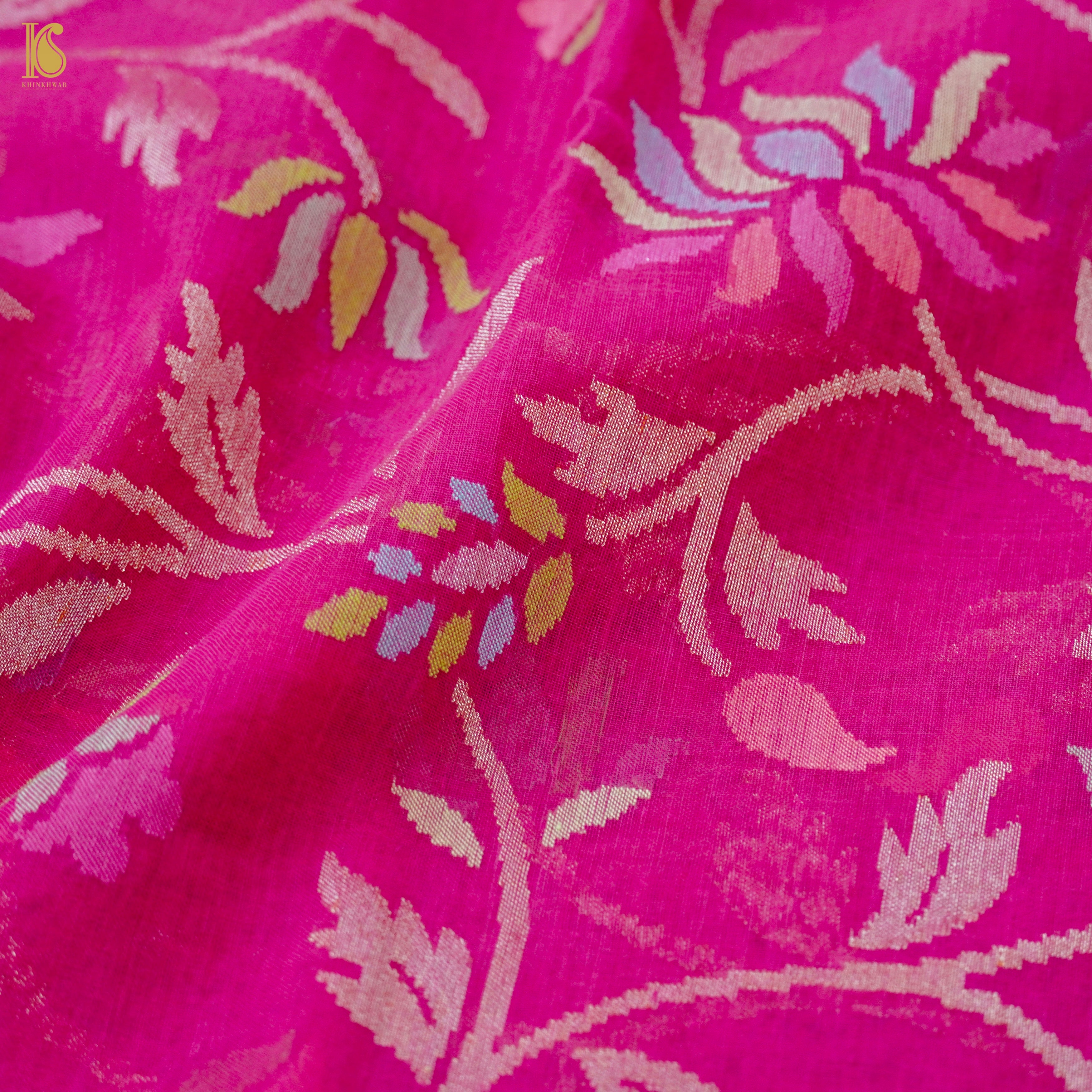 Handloom Banarasi Real Silver Zari Cotton Saree