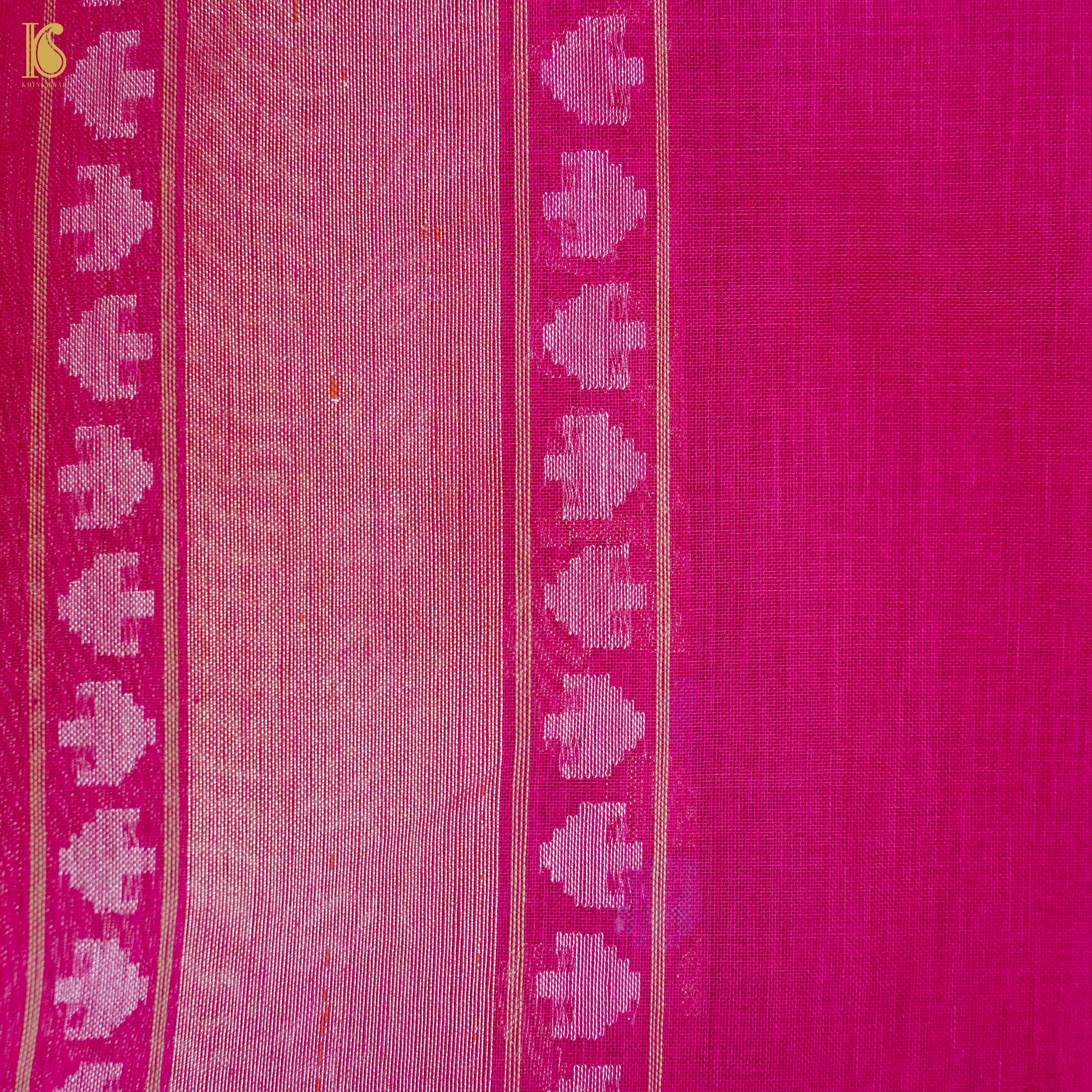 Handloom Banarasi Real Silver Zari Cotton Saree