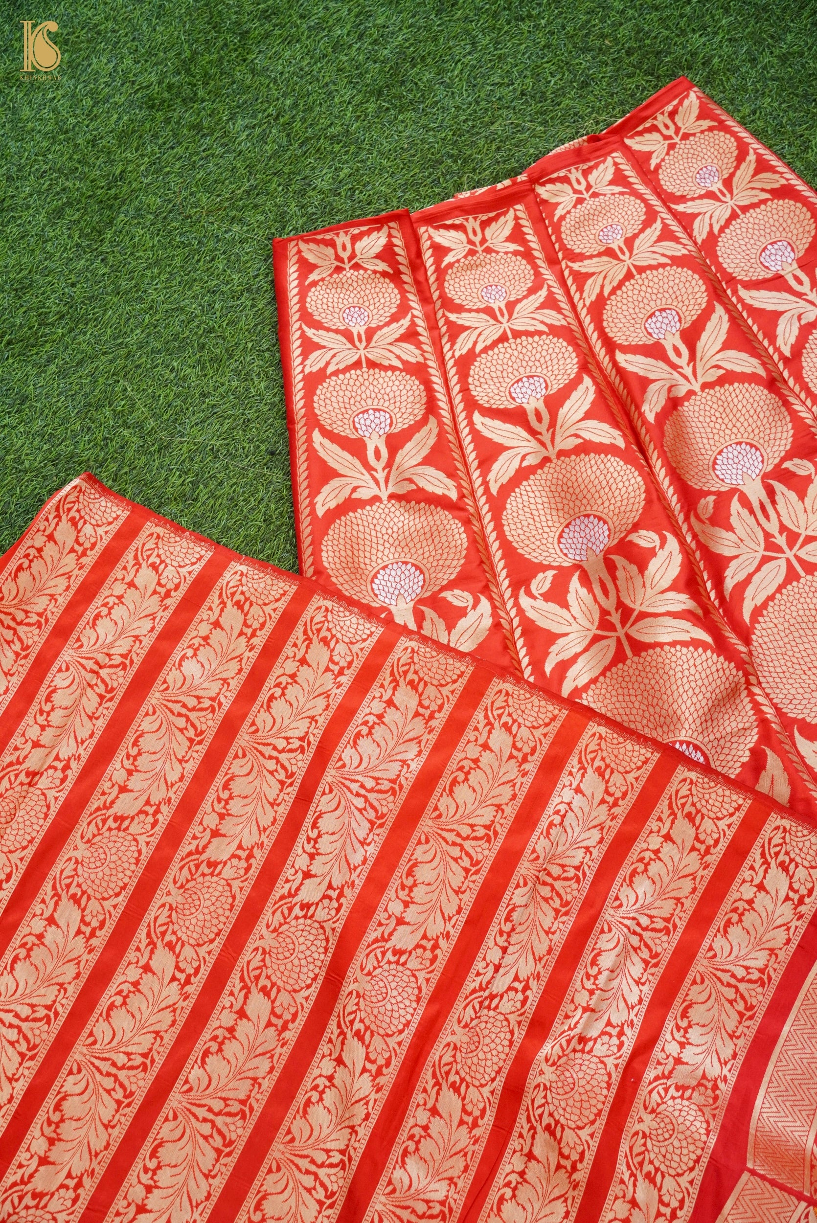 Handloom Banarasi Katan Silk Kalidar Poppy Lehenga