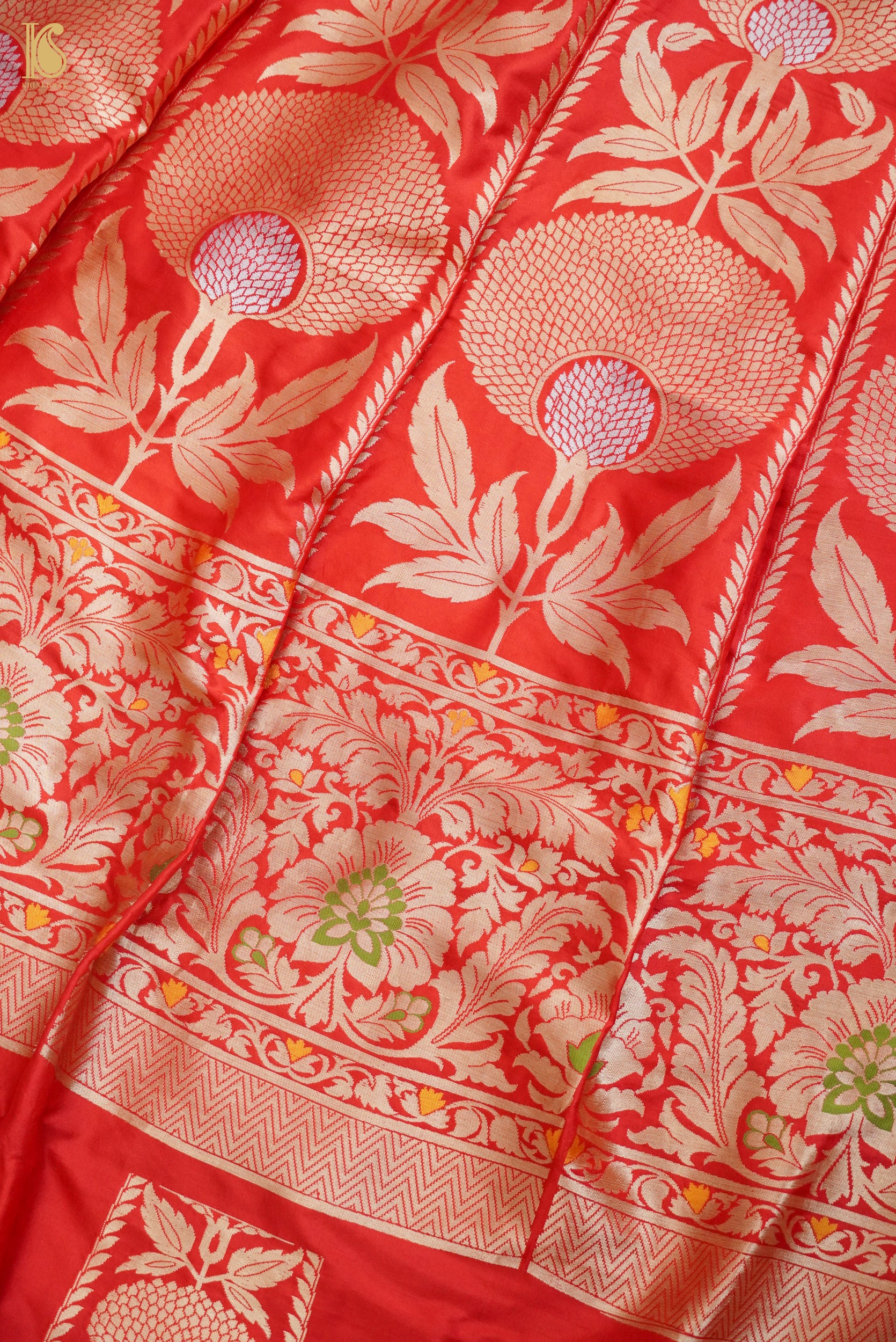 Handloom Banarasi Katan Silk Kalidar Poppy Lehenga