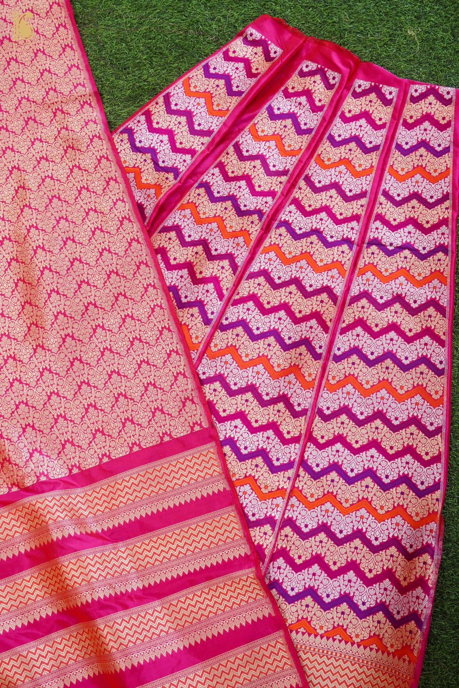 Handloom Banarasi Katan Silk Kalidar Chevron Lehenga