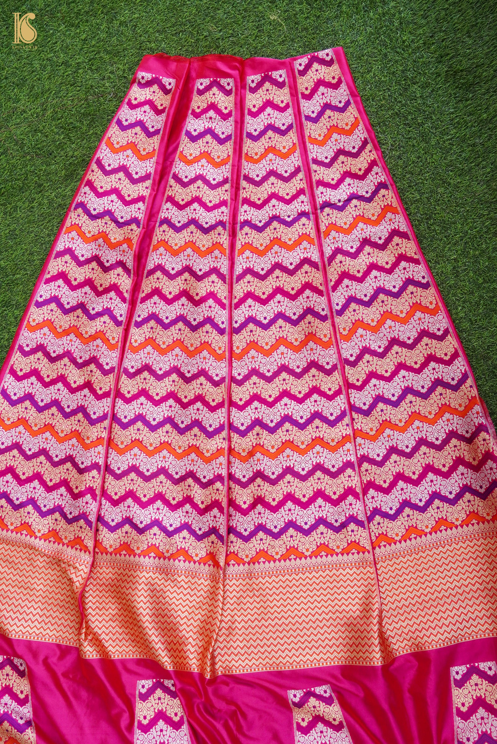 Handloom Banarasi Katan Silk Kalidar Rangtaal Lehenga
