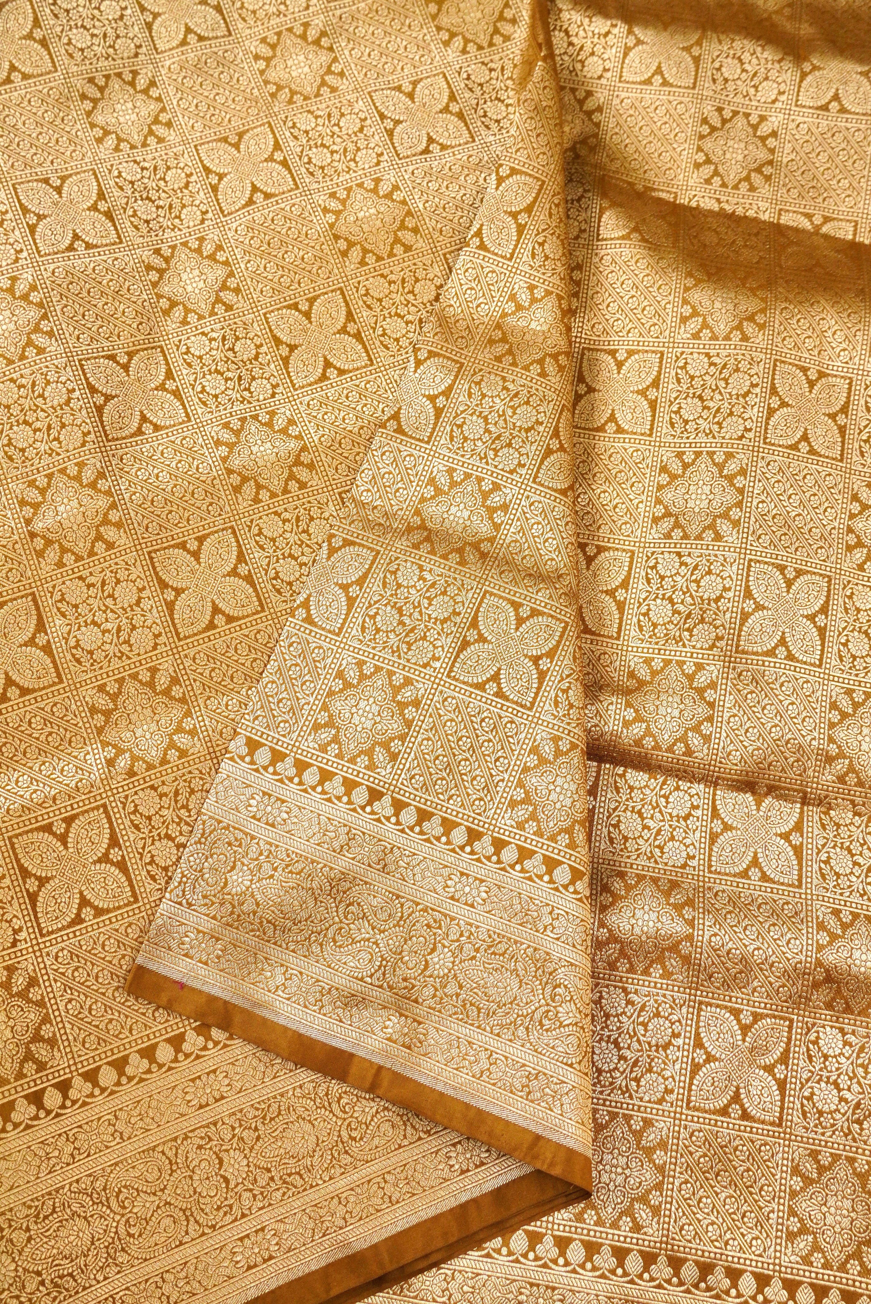 Handloom Banarasi Katan Silk Zari Tanchoi Saree