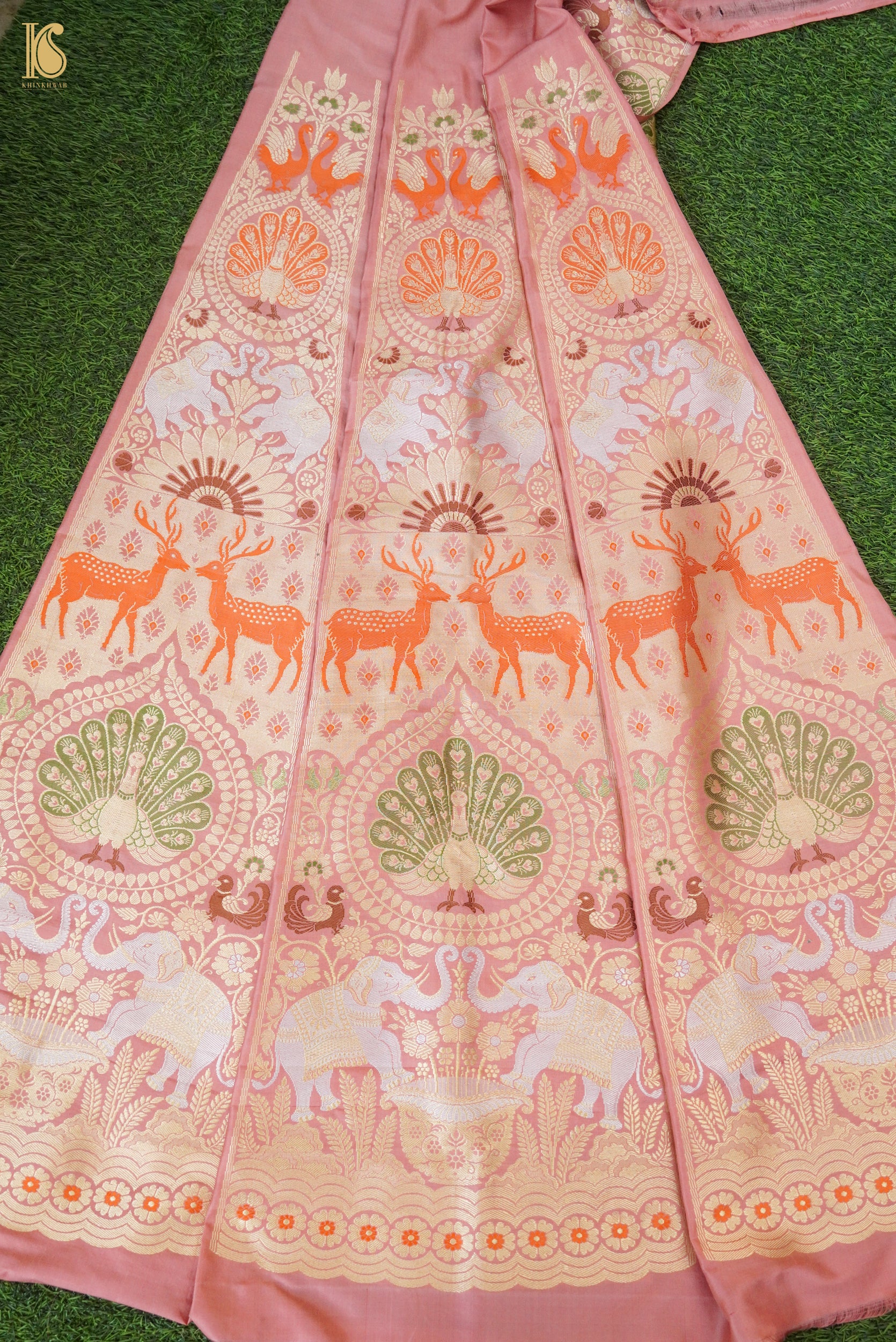 Handloom Banarasi Katan Silk Kalidar Mayura Gajraj Lehenga