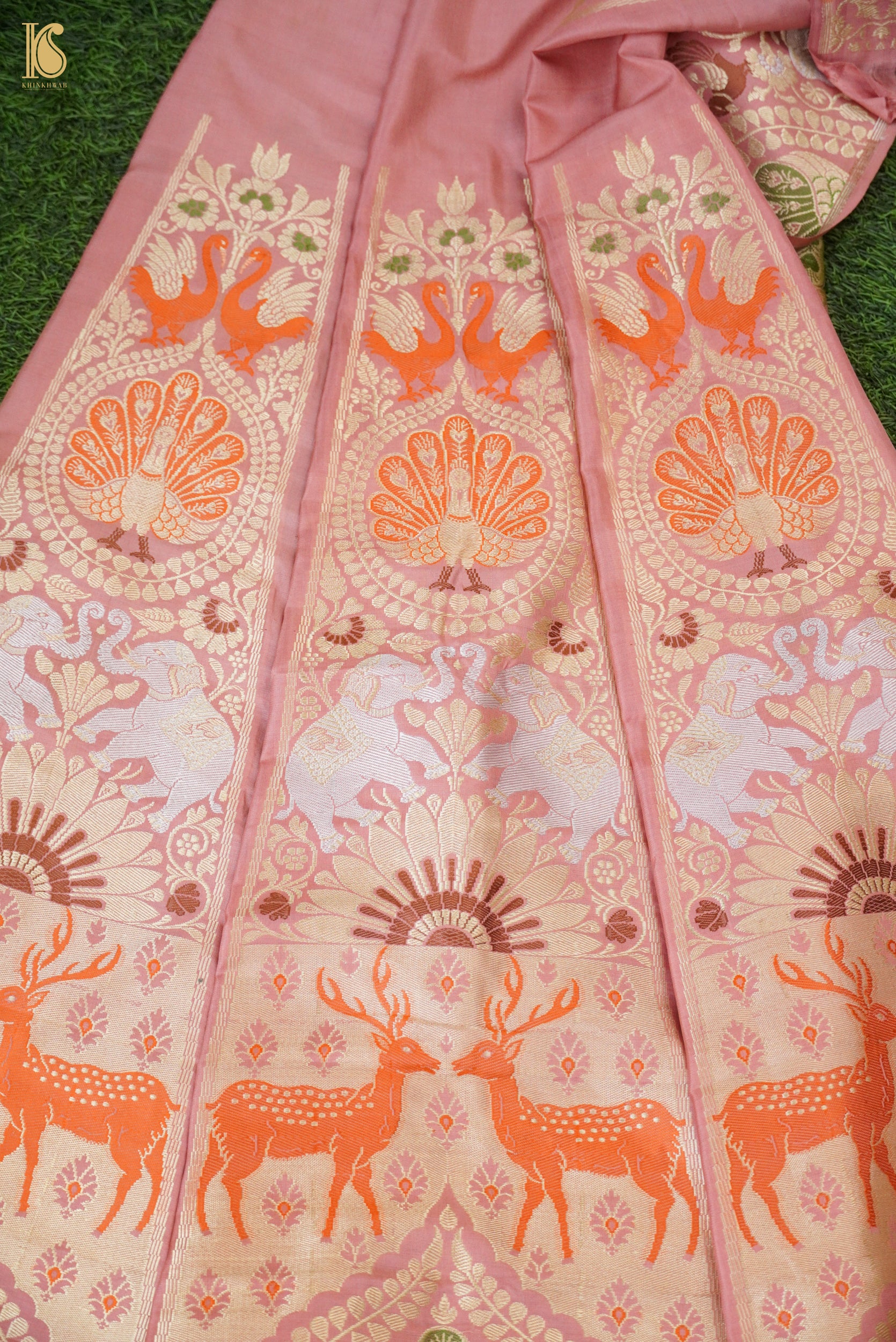 Handloom Banarasi Katan Silk Kalidar Mayura Gajraj Lehenga