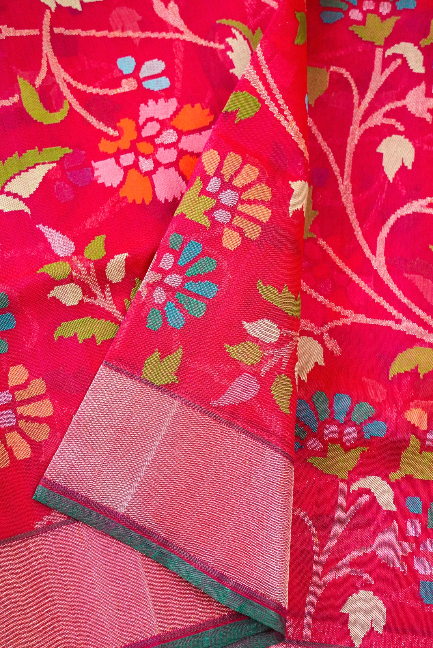 Handloom Banarasi Real Silver Zari Cotton Saree
