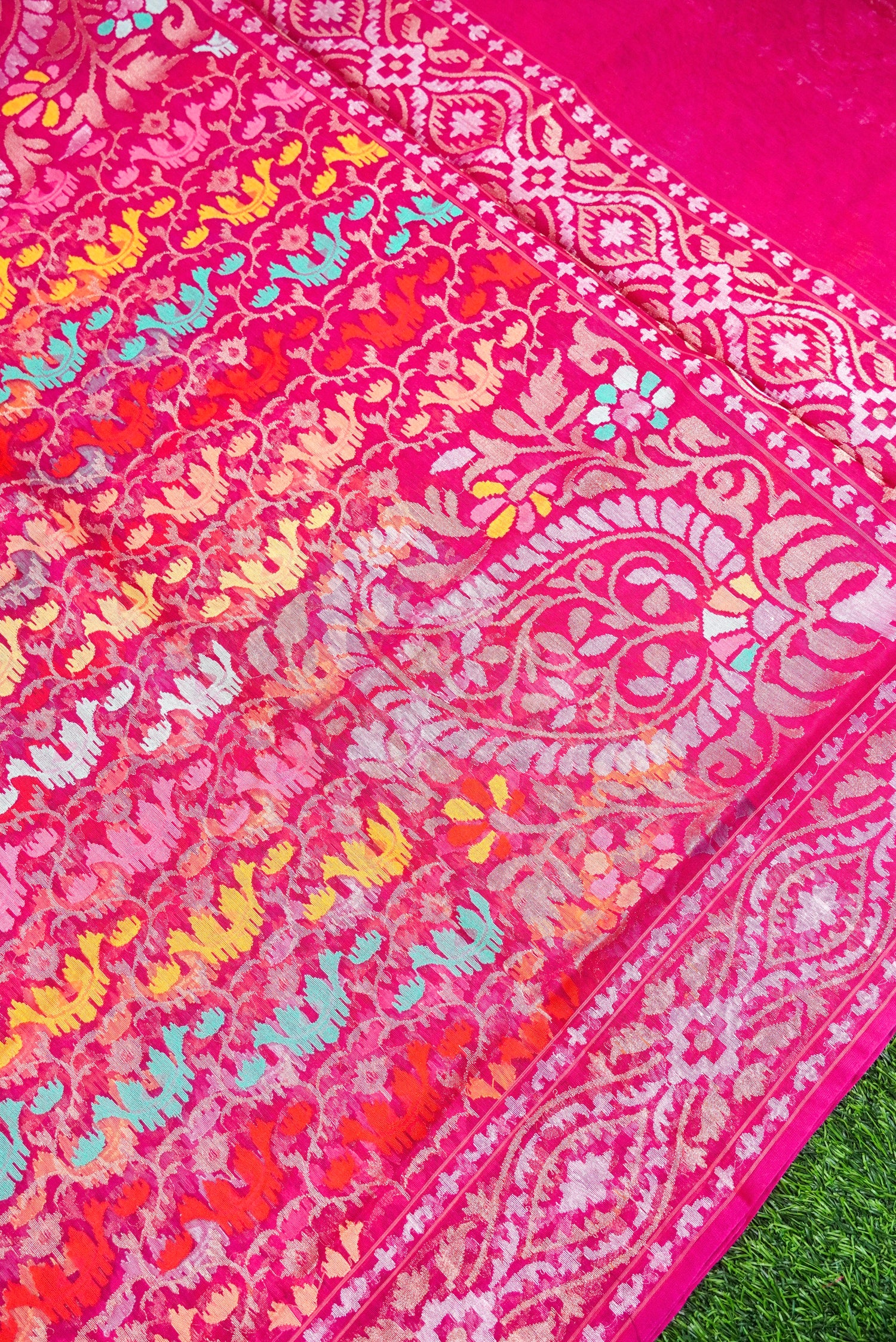 Handloom Banarasi Real Silver Zari Cotton Saree