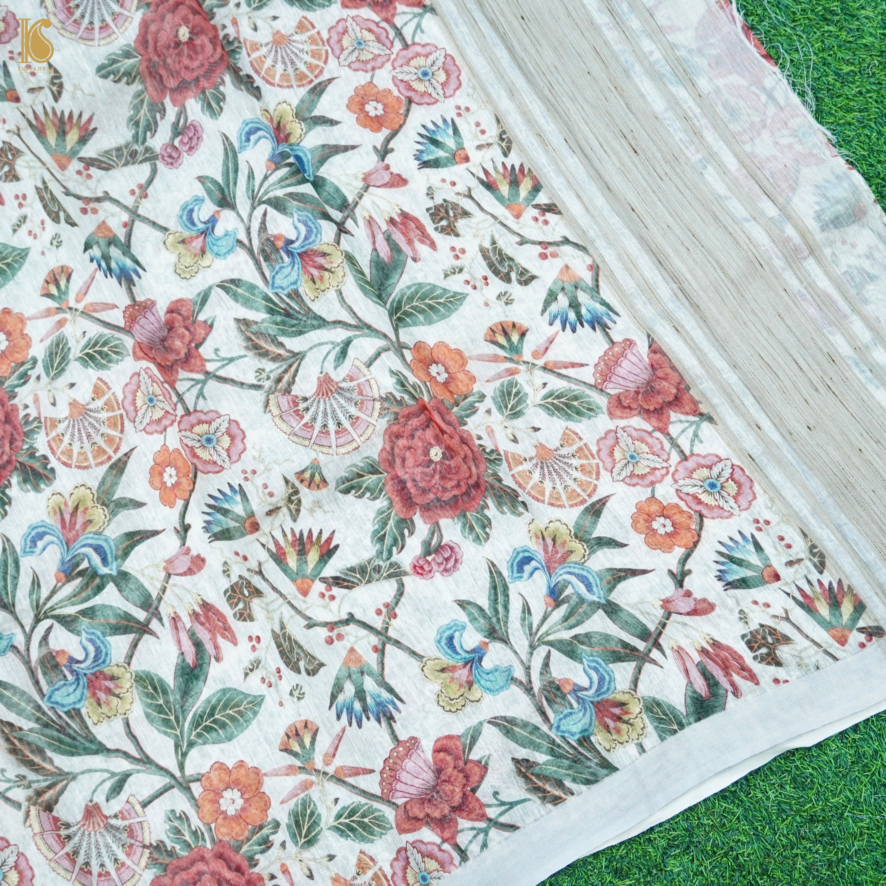 Linen Floral Print Saree