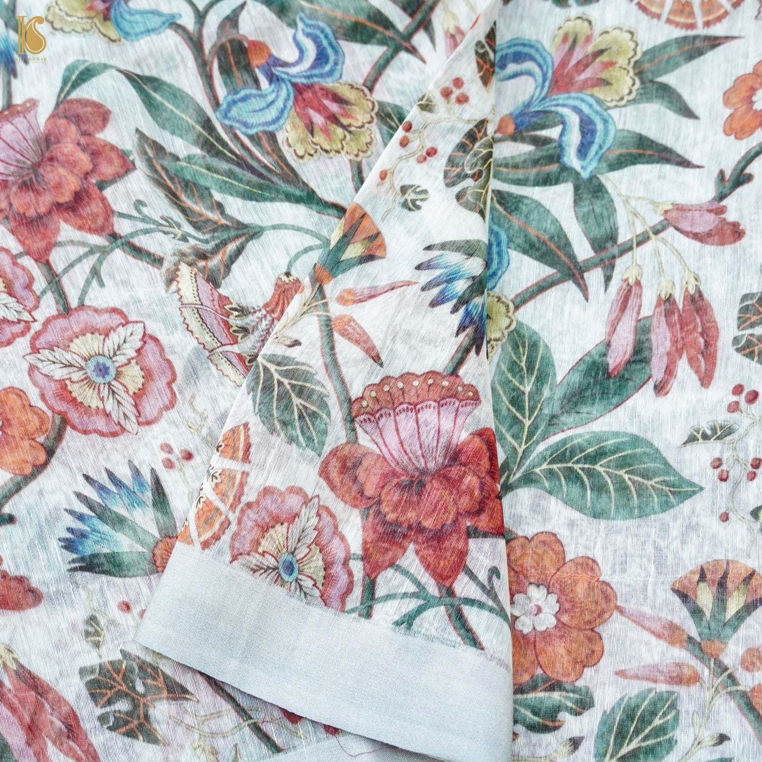 Linen Floral Print Saree