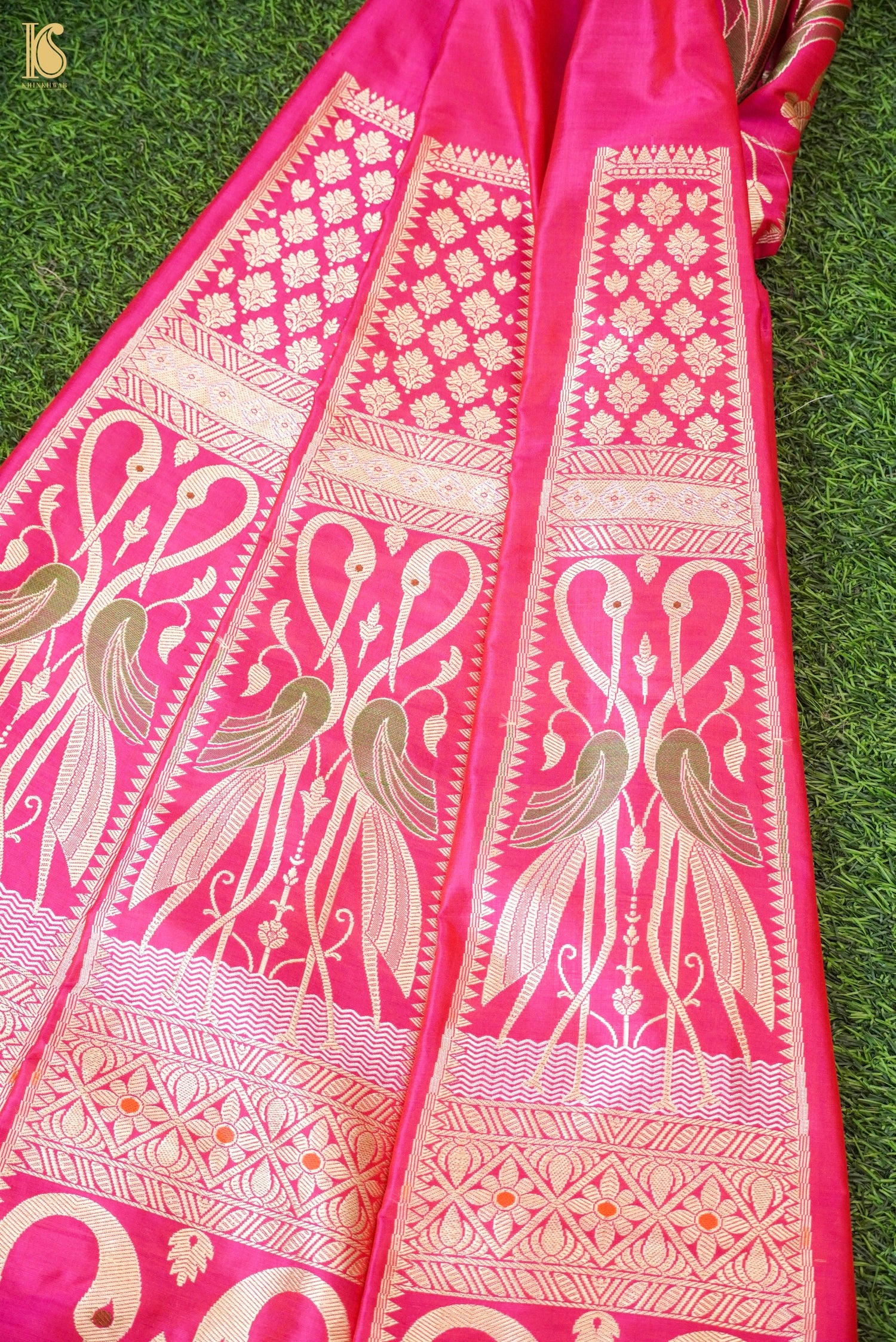 Handloom Banarasi Katan Silk Kalidar Crane Lehenga