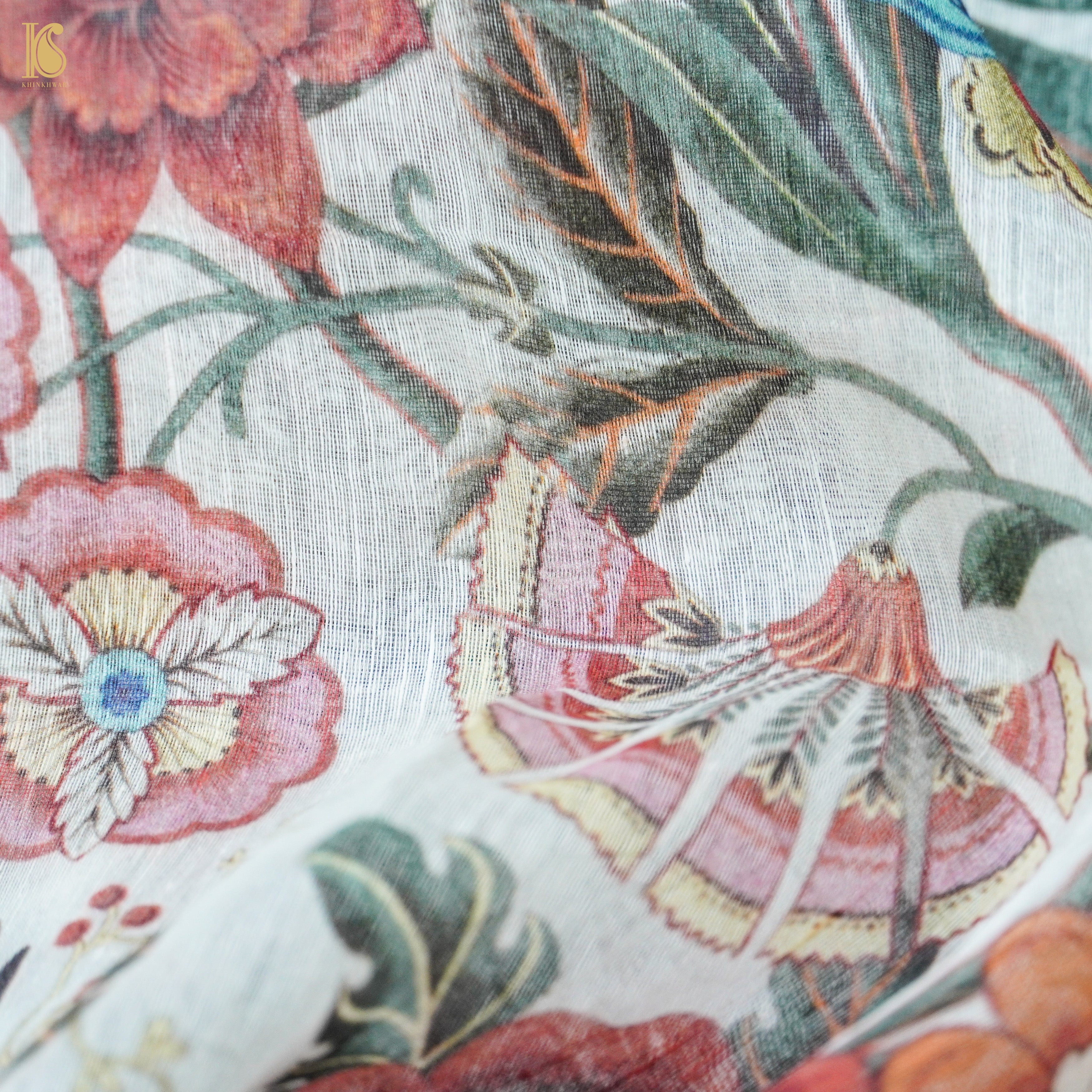 Linen Floral Print Saree