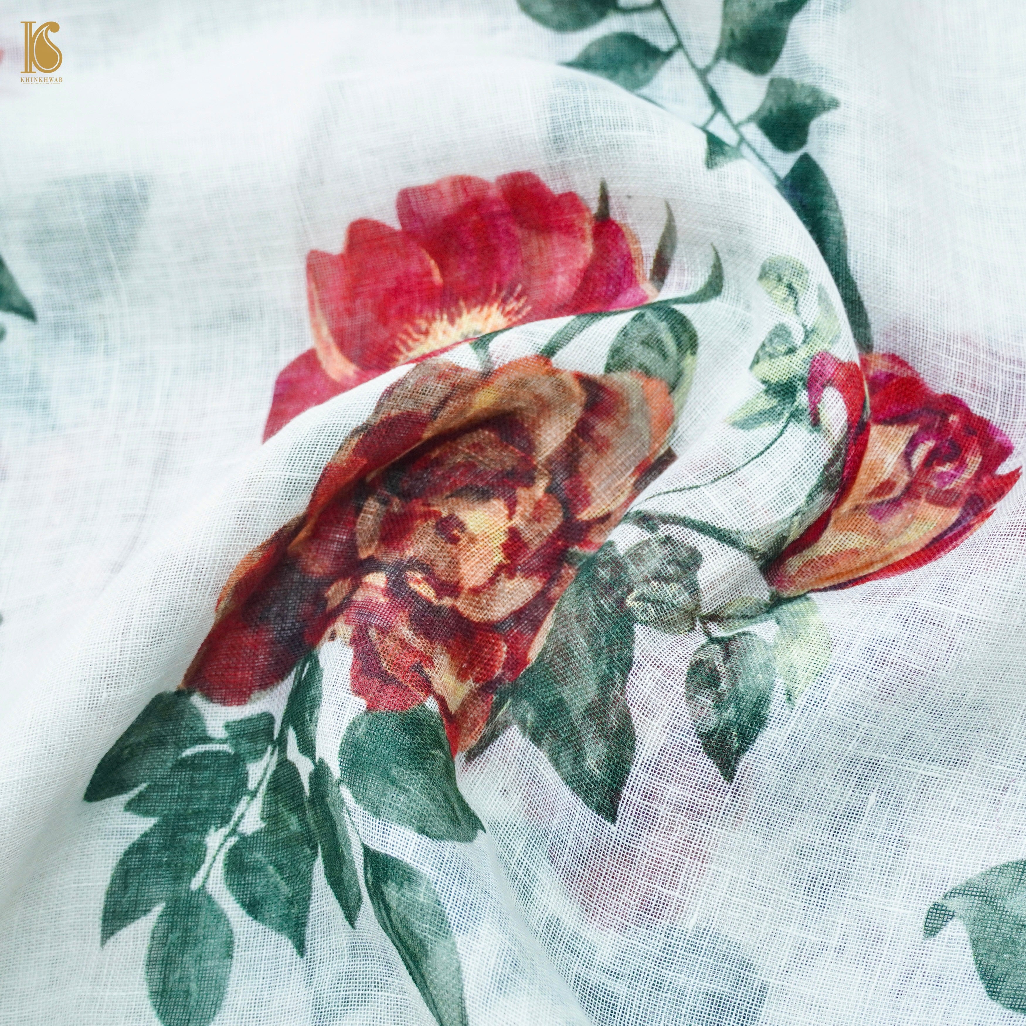 Linen Floral Print Saree
