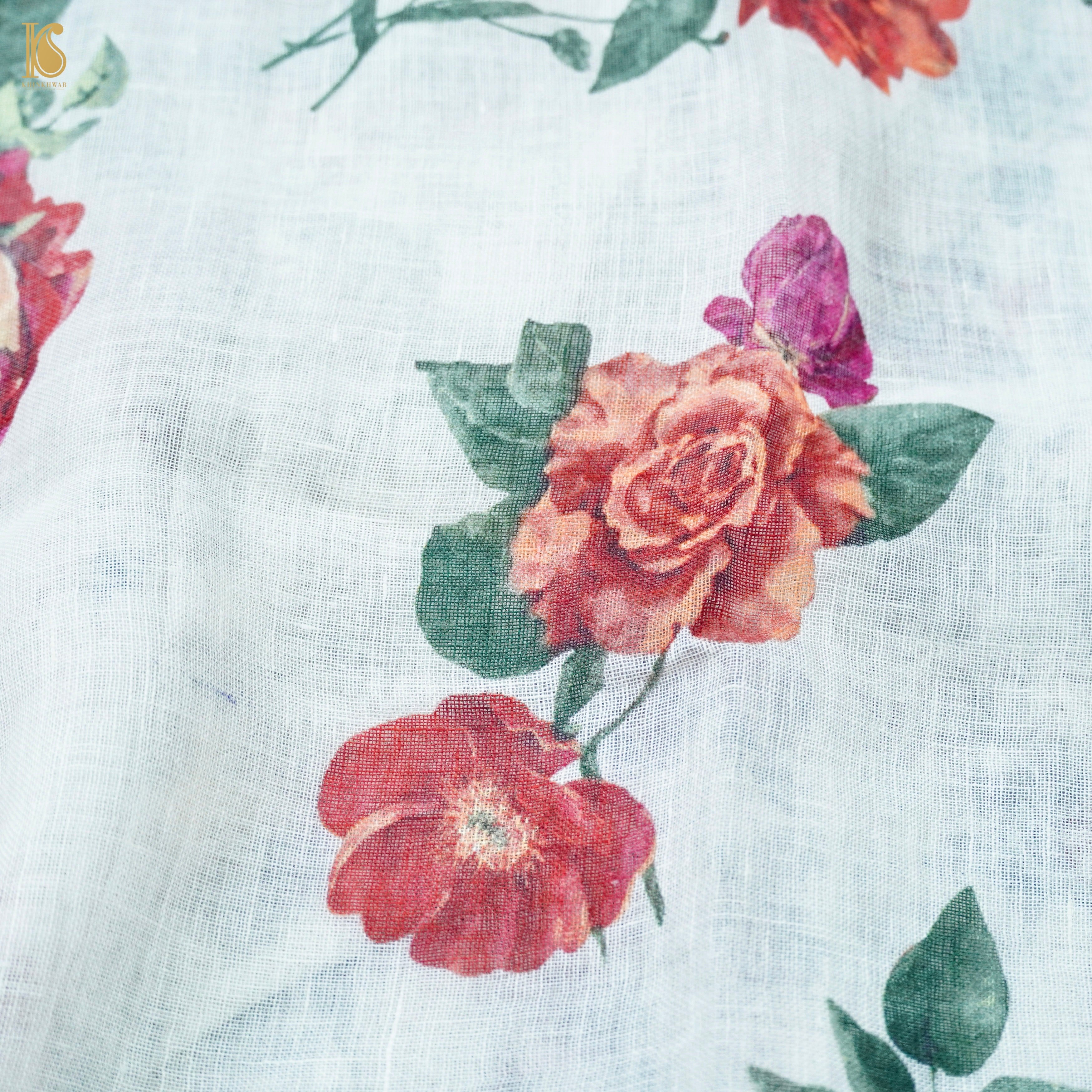 Linen Floral Print Saree