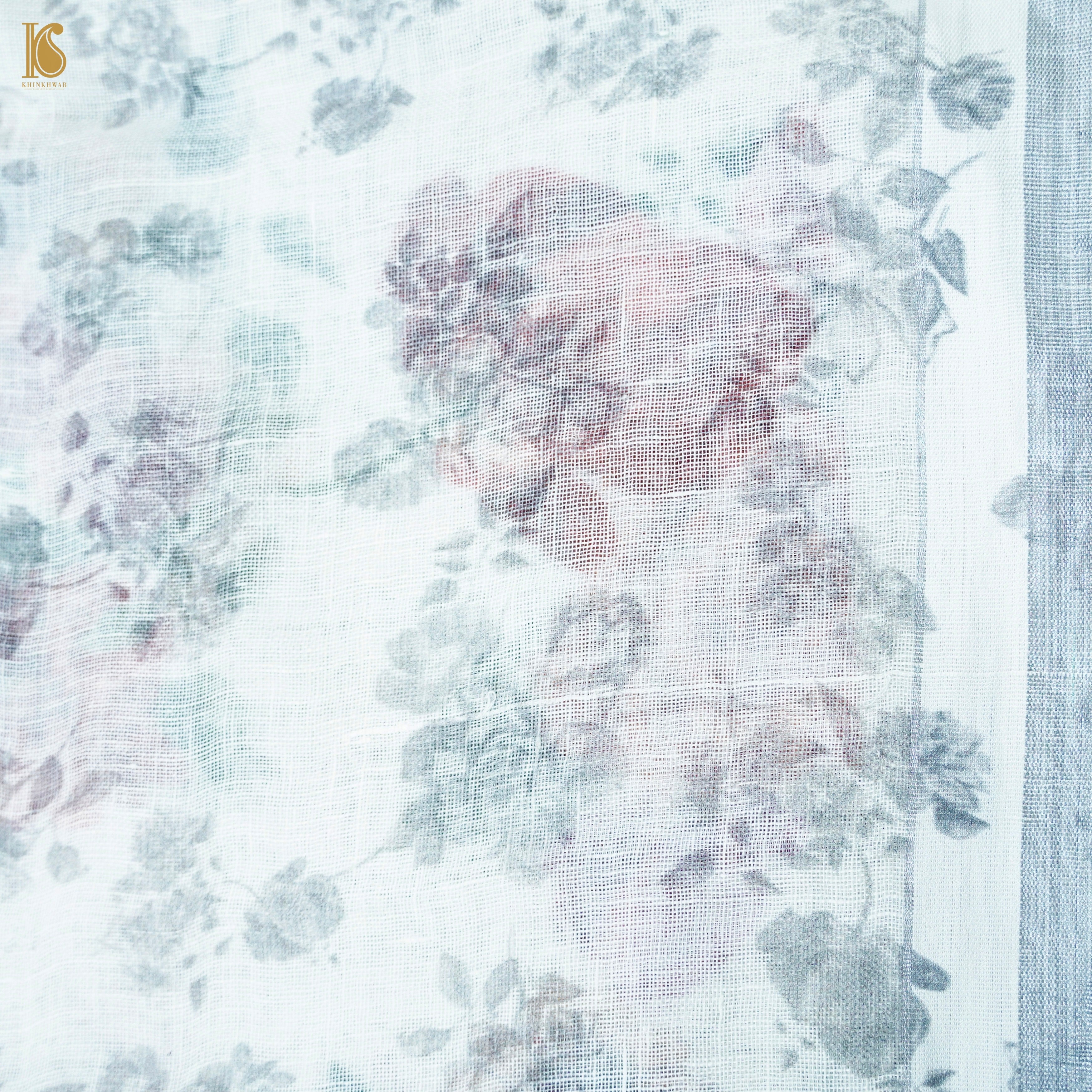 Linen Floral Print Saree