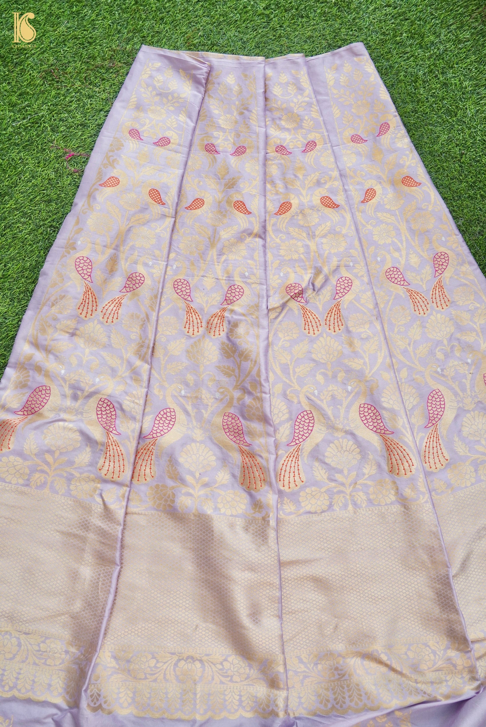 Handloom Banarasi Katan Silk Kalidar Peacock Lehenga