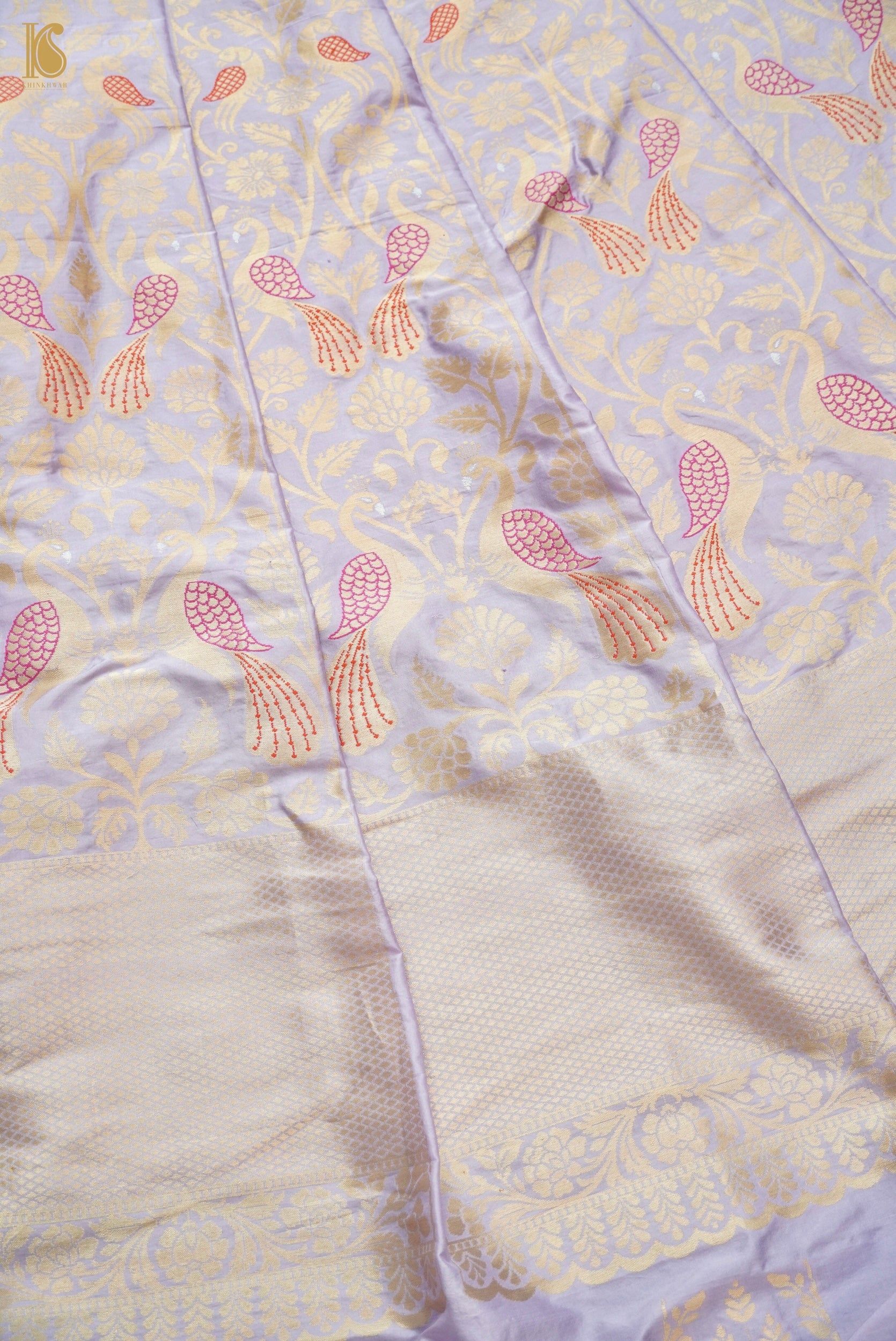 Handloom Banarasi Katan Silk Kalidar Peacock Lehenga
