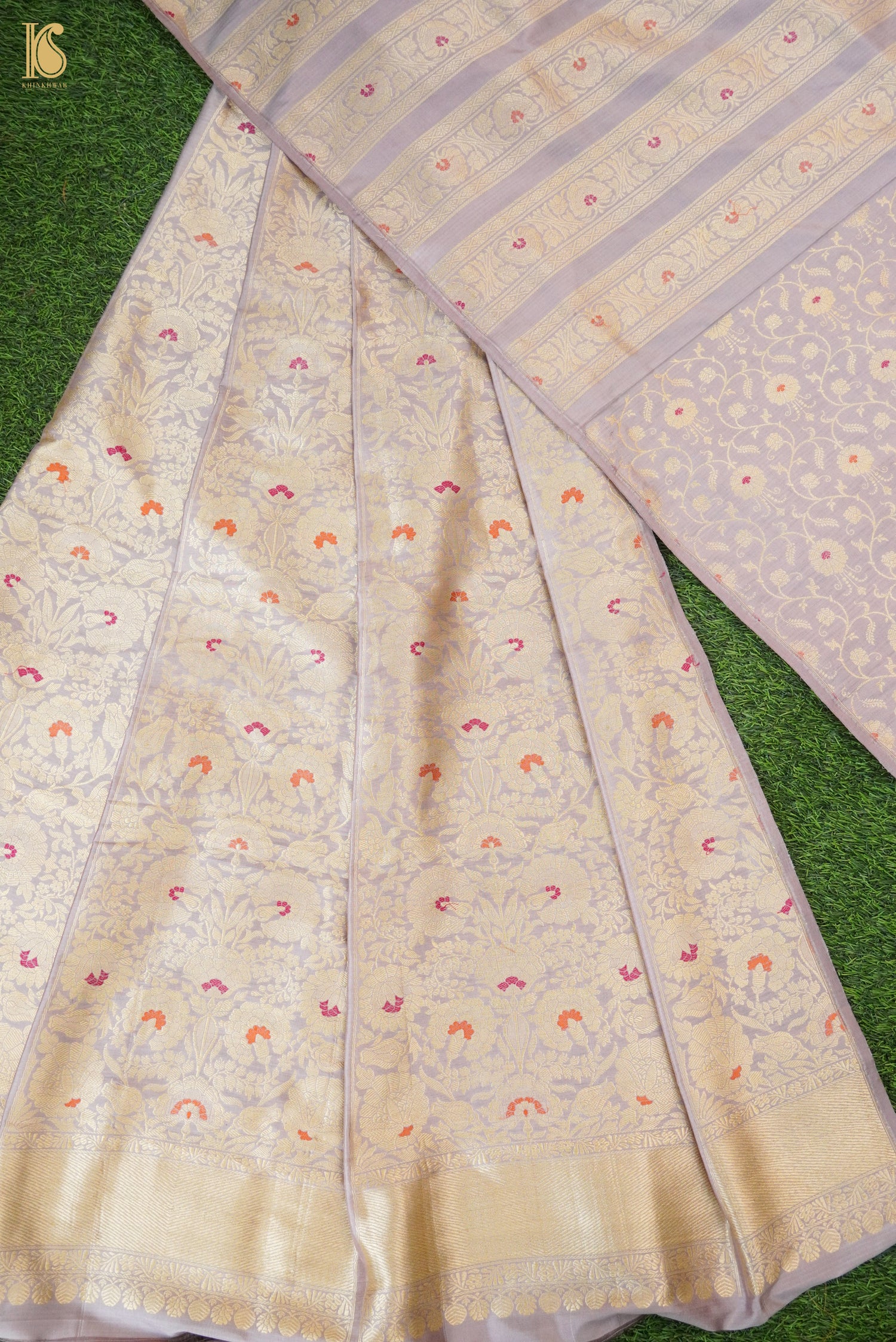 Handloom Banarasi Katan Silk Kalidar Phoolwari Lehenga