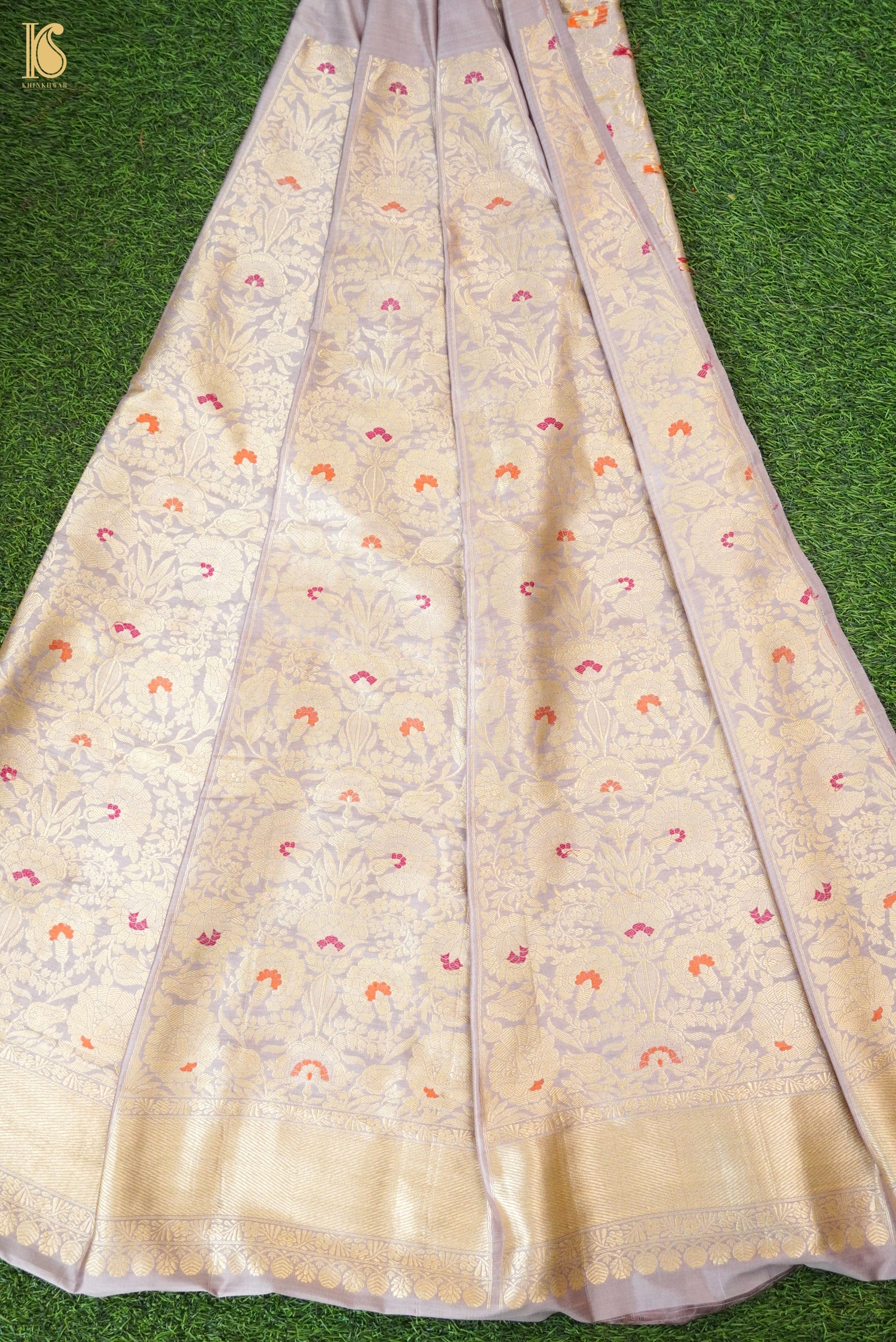 Handloom Banarasi Katan Silk Kalidar Phoolwari Lehenga