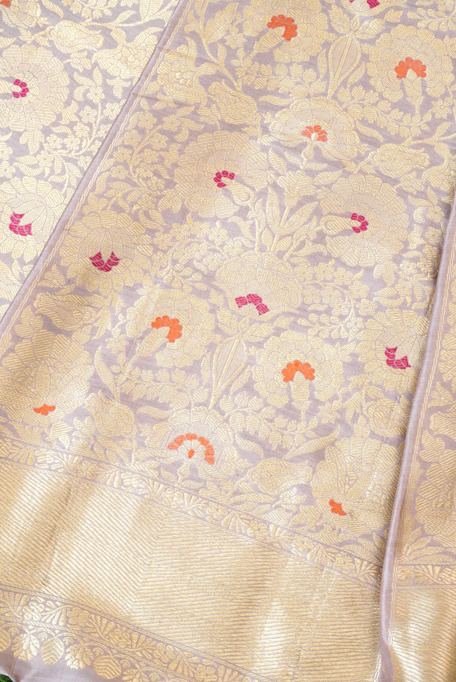 Handloom Banarasi Katan Silk Kalidar Phoolwari Lehenga