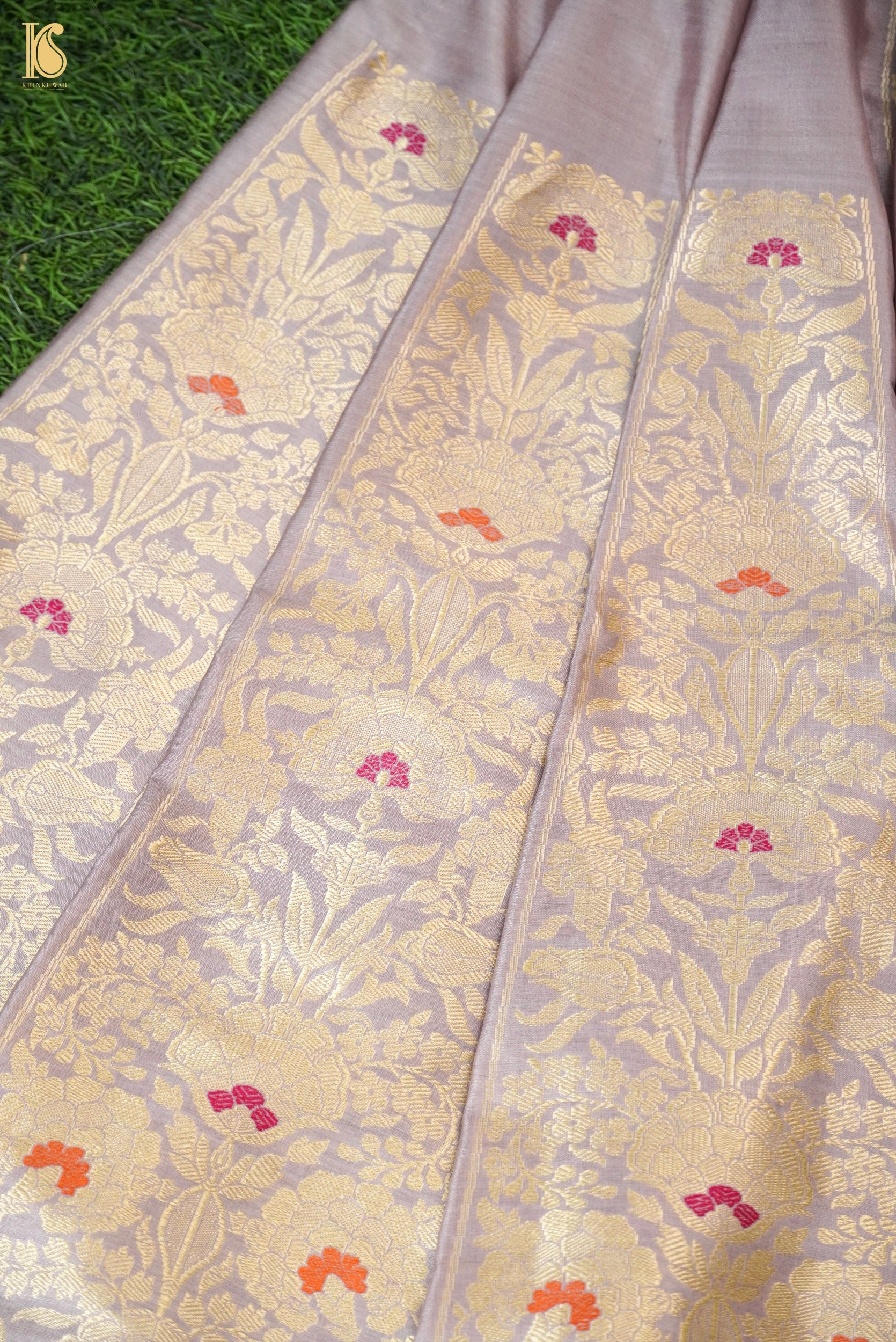 Handloom Banarasi Katan Silk Kalidar Phoolwari Lehenga
