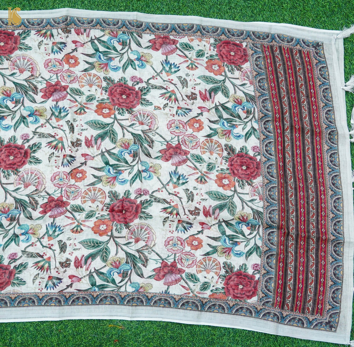 Pure Linen Print & Embriodery Suit Set