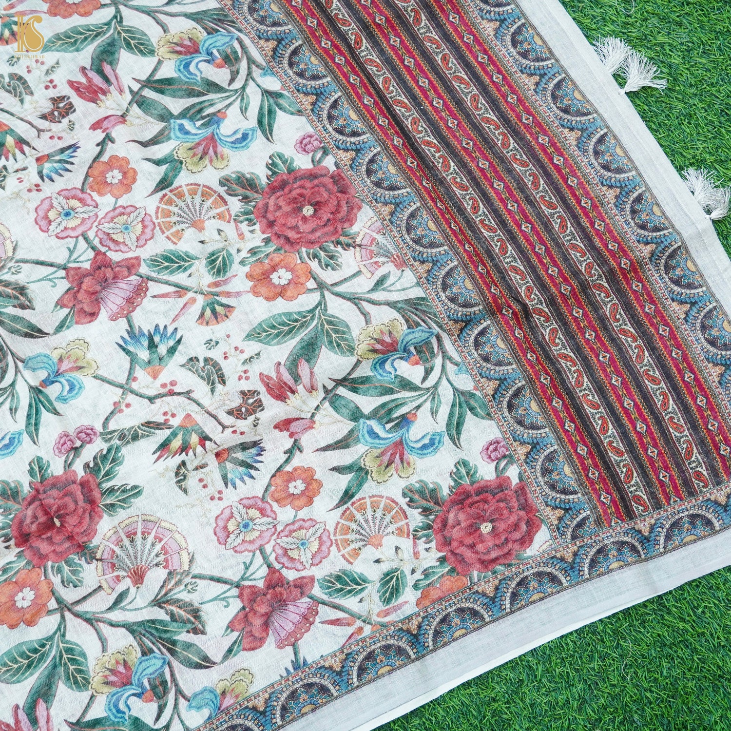 Pure Linen Print & Embriodery Suit Set