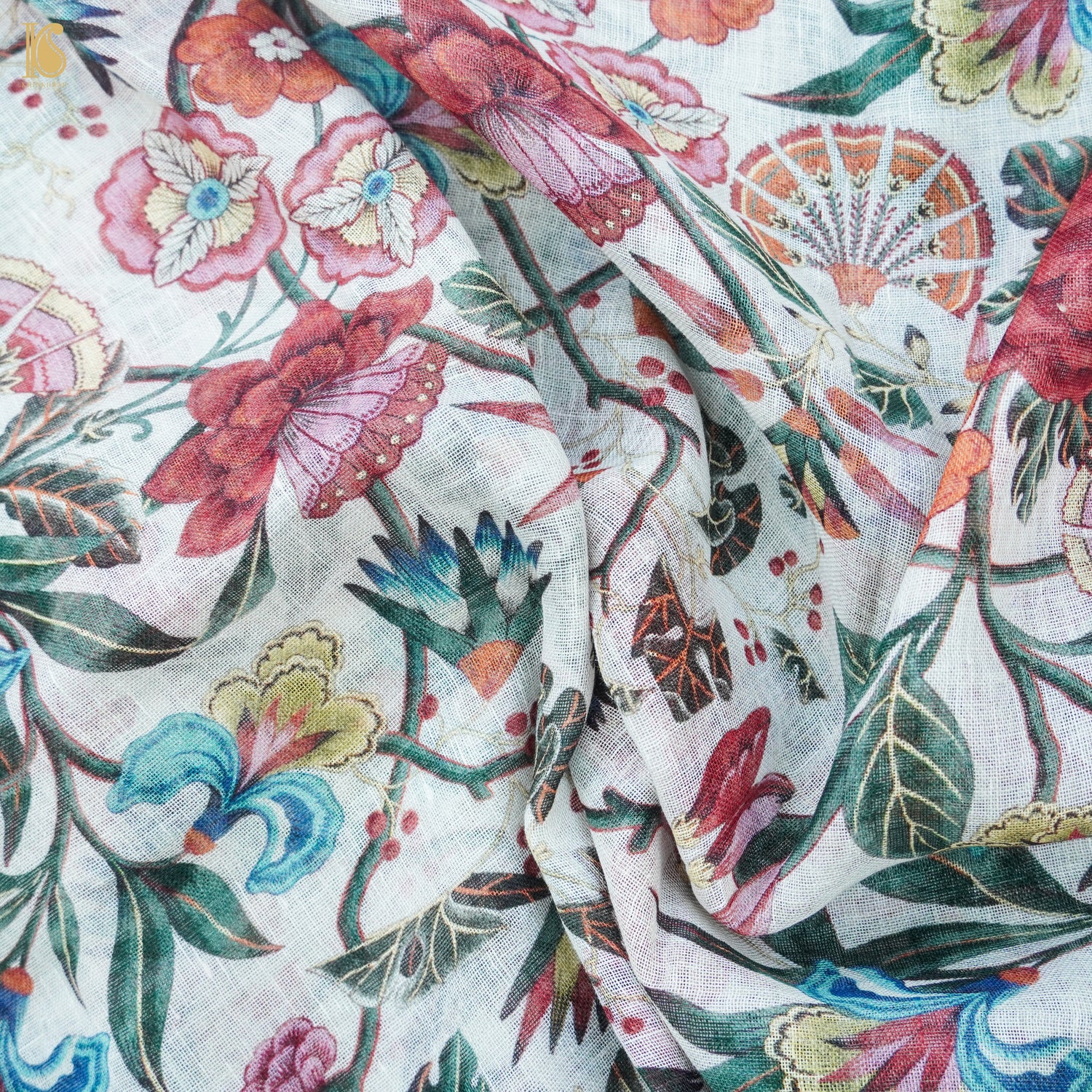 Pure Linen Print & Embriodery Suit Set