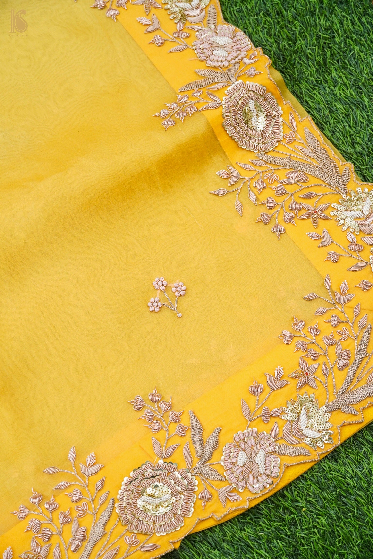 Handwoven Organza Silk Embroidery Saree
