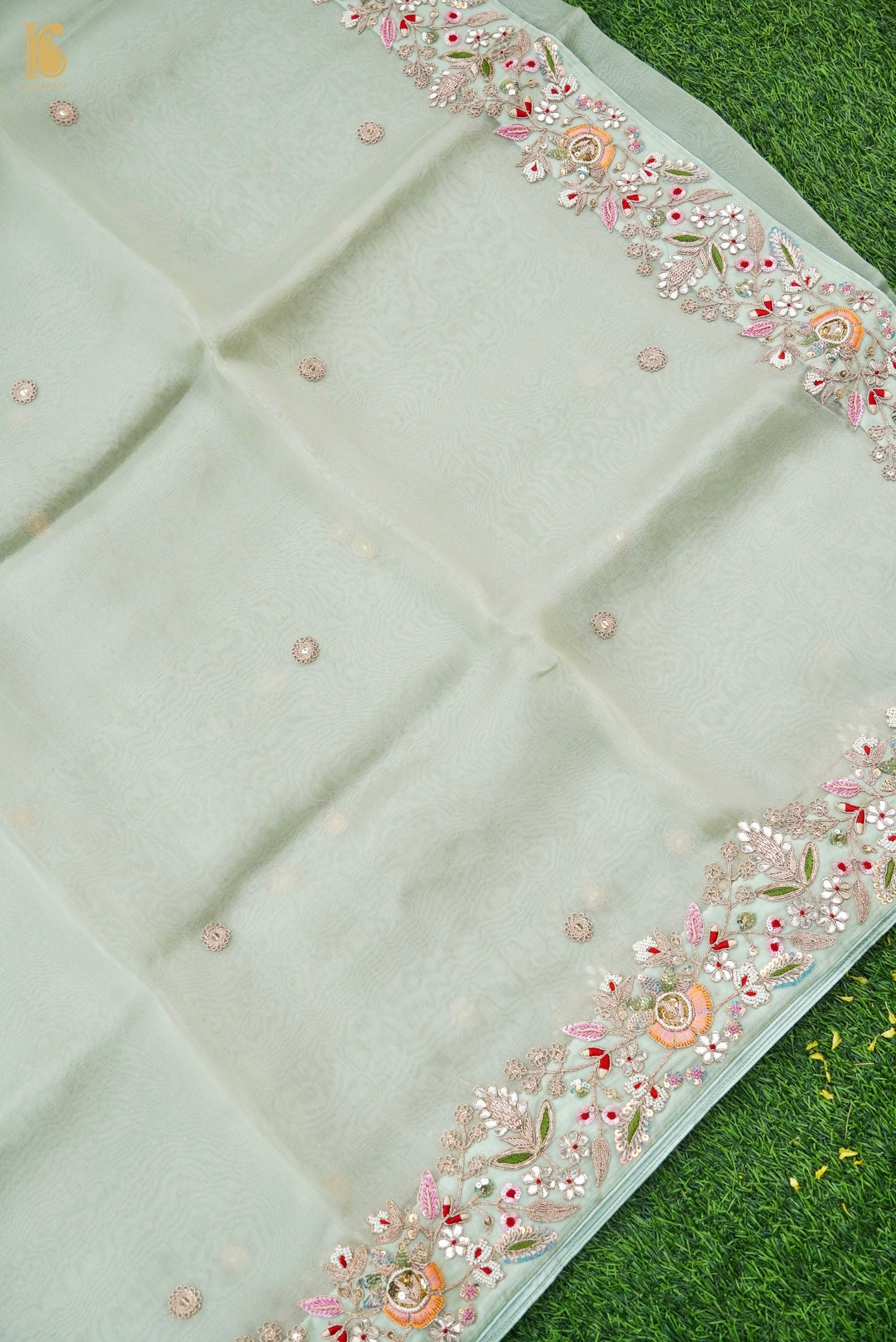 Handwoven Organza Silk Embroidery Saree