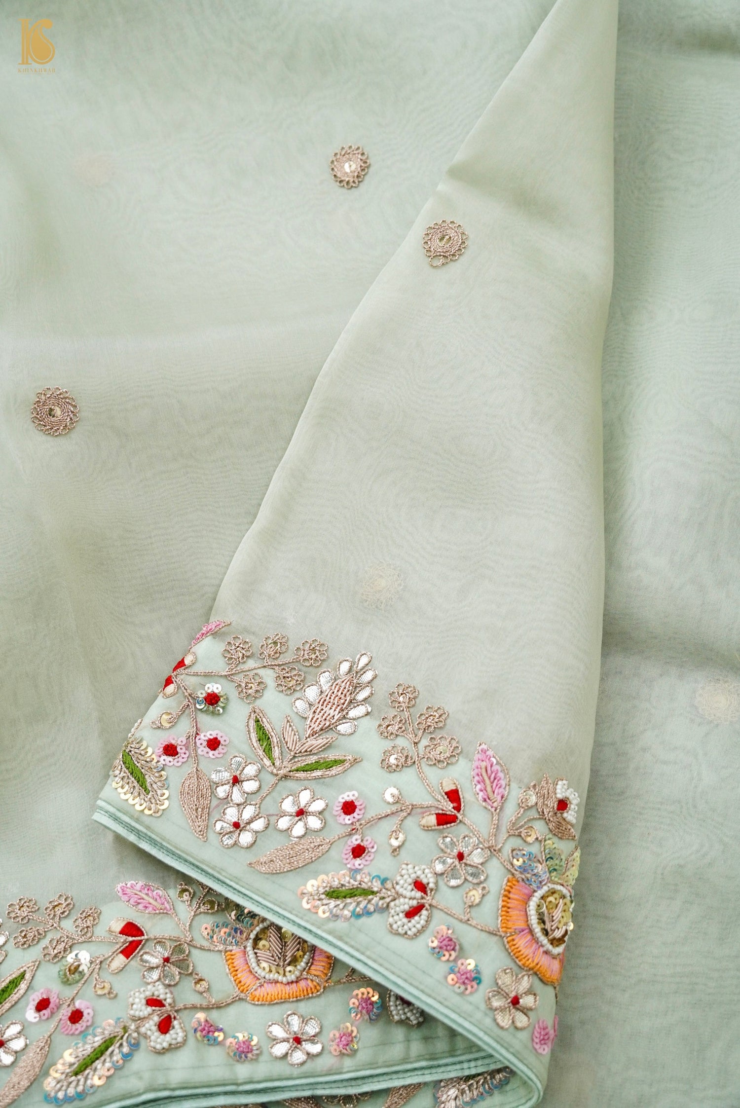 Handwoven Organza Silk Embroidery Saree