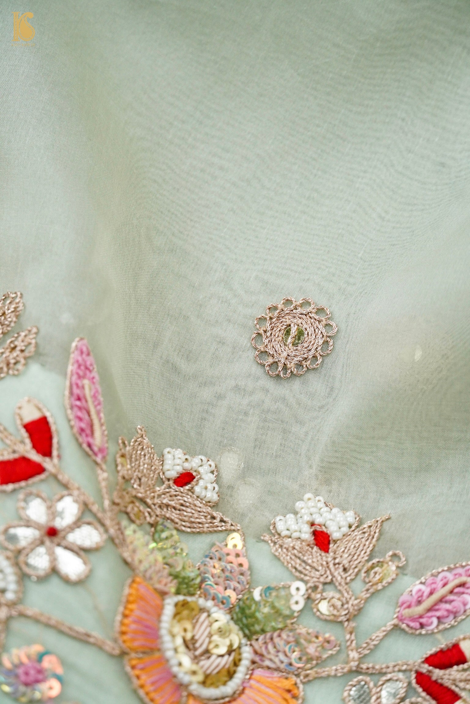 Handwoven Organza Silk Embroidery Saree