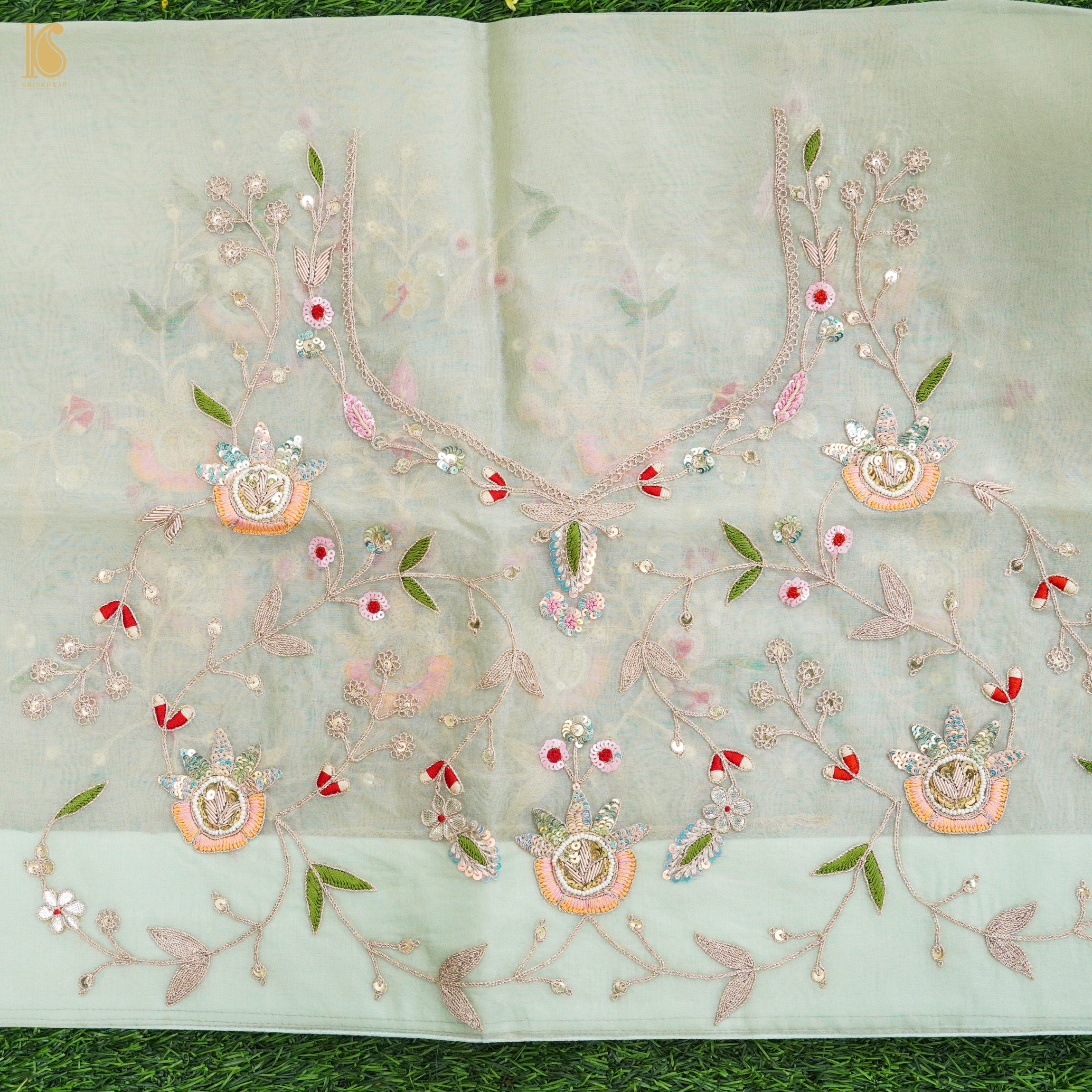 Handwoven Organza Silk Embroidery Saree