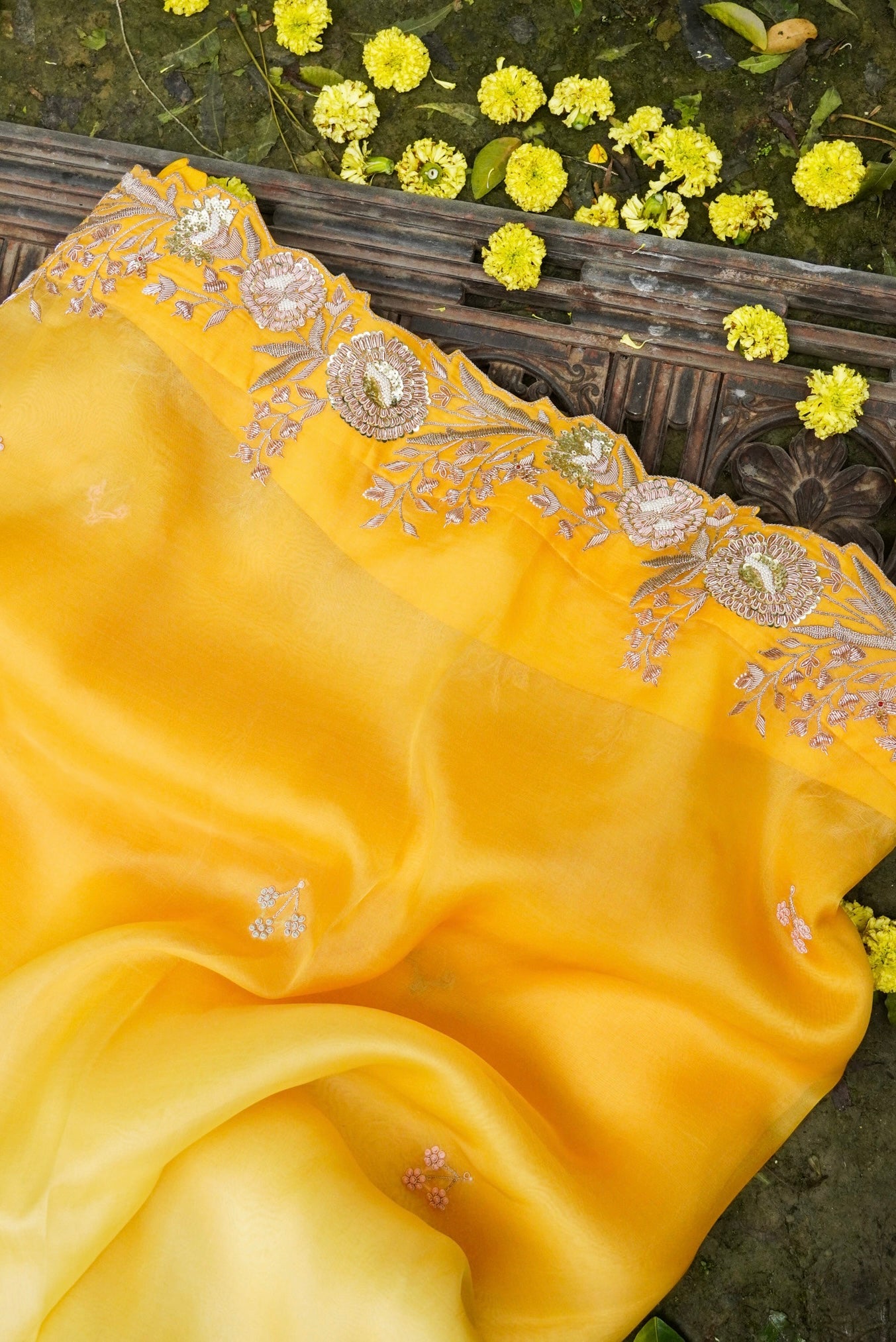 Handwoven Organza Silk Embroidery Saree